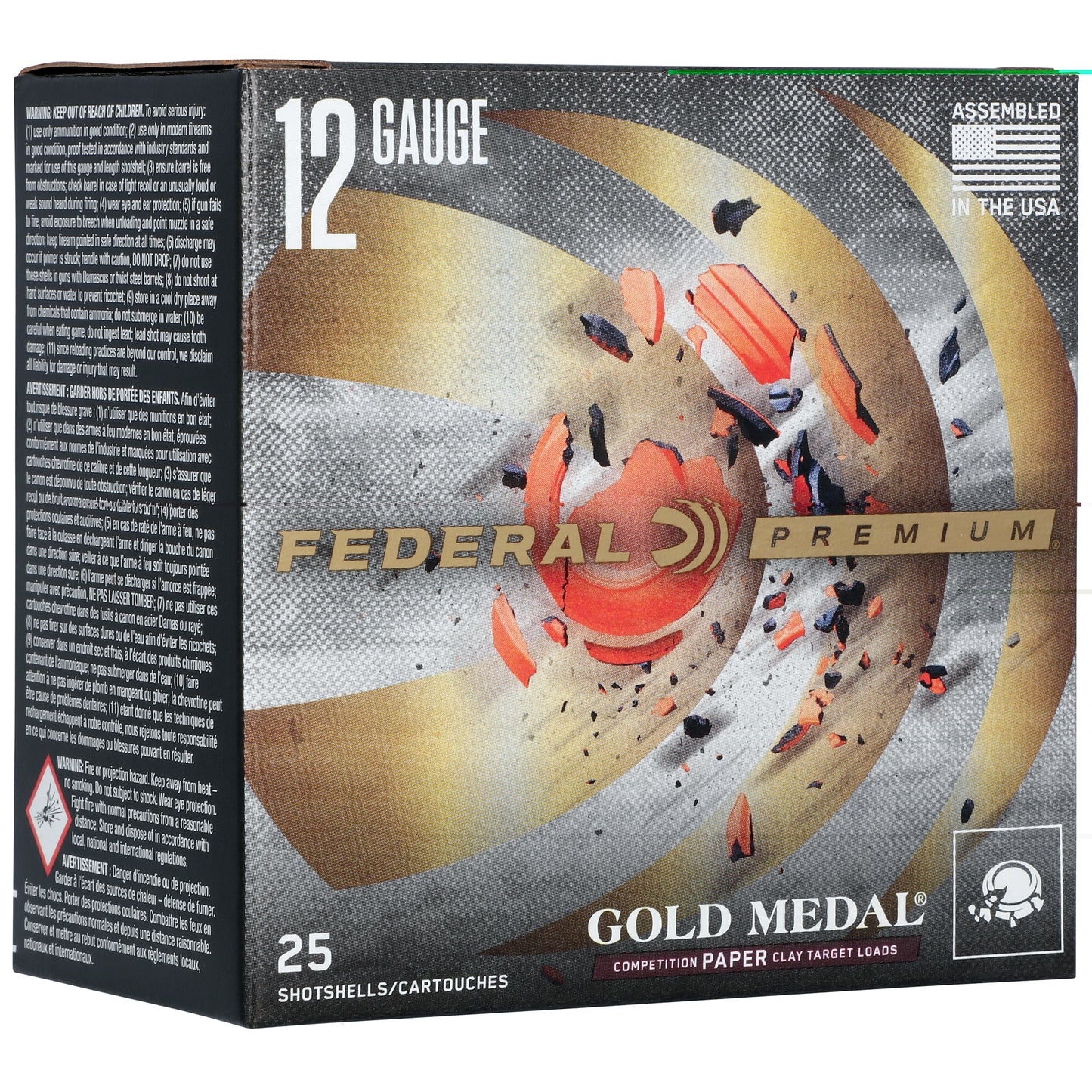 Federal, Gold Medal, 12 Gauge, 2.75" Chamber, #8 Shot, 1 Ounce  (25 Round Box)