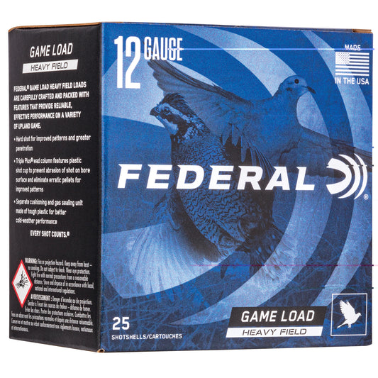 Federal, Game Load, Heavy Field, 12 Gauge 2.75", #6, 1 1/8 oz, Lead  (25 Round Box)