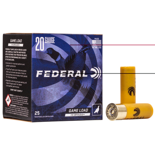 Federal, GameShok, Hi-Brass, 20 Gauge 2.75", #7.5, 1 oz, Lead  (25 Round Box)