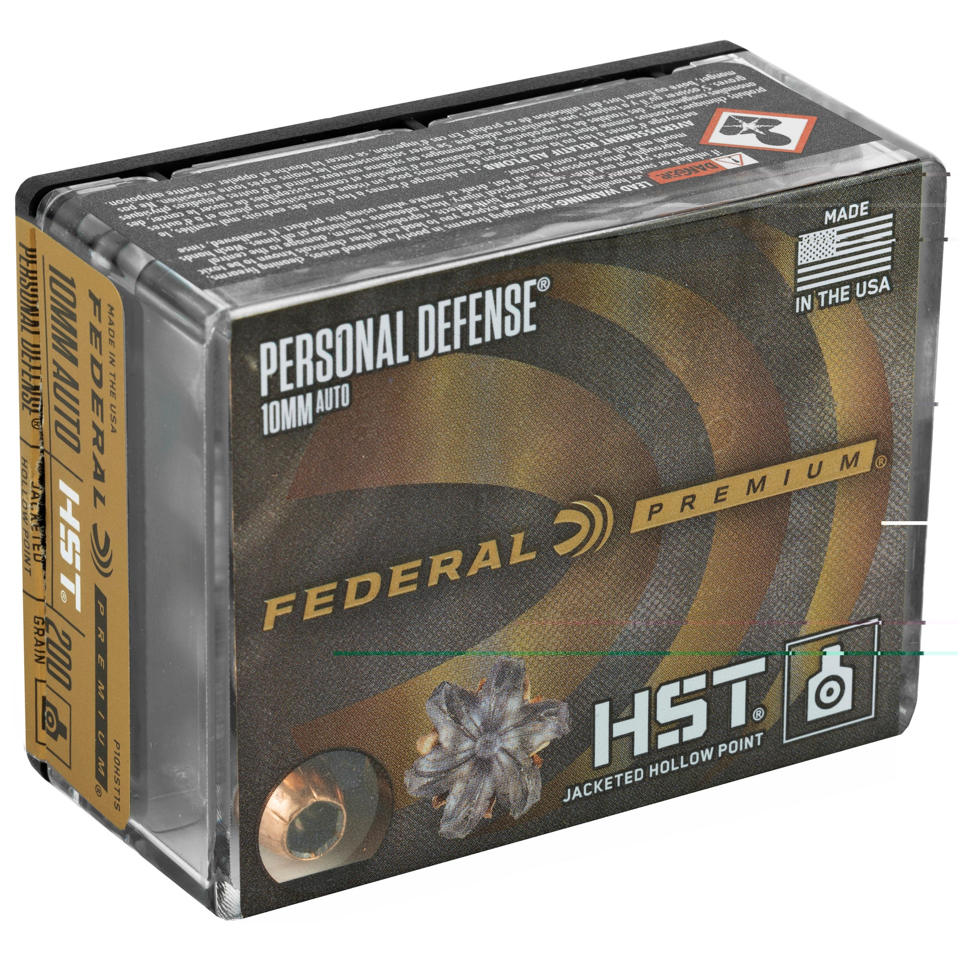 Federal Personal Defense HST 10mm, 200grain, Jacketed hollow point, JHP 20 Rounds per Box