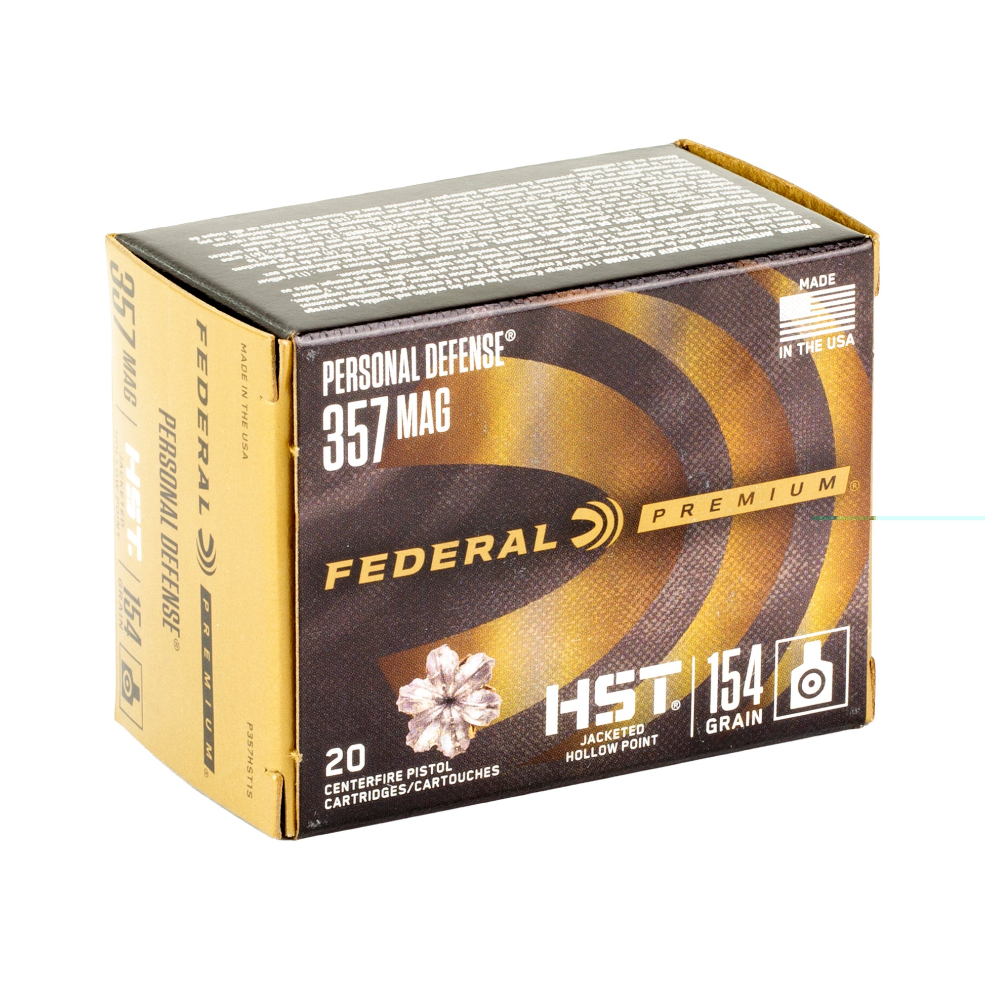 Federal, Premium, Personal Defense, PD, .357 Magnum, 154 Grain, Hydra-Shok Technology, HST | Jacketed Hollow Point, JHP | 20 Rounds per Box