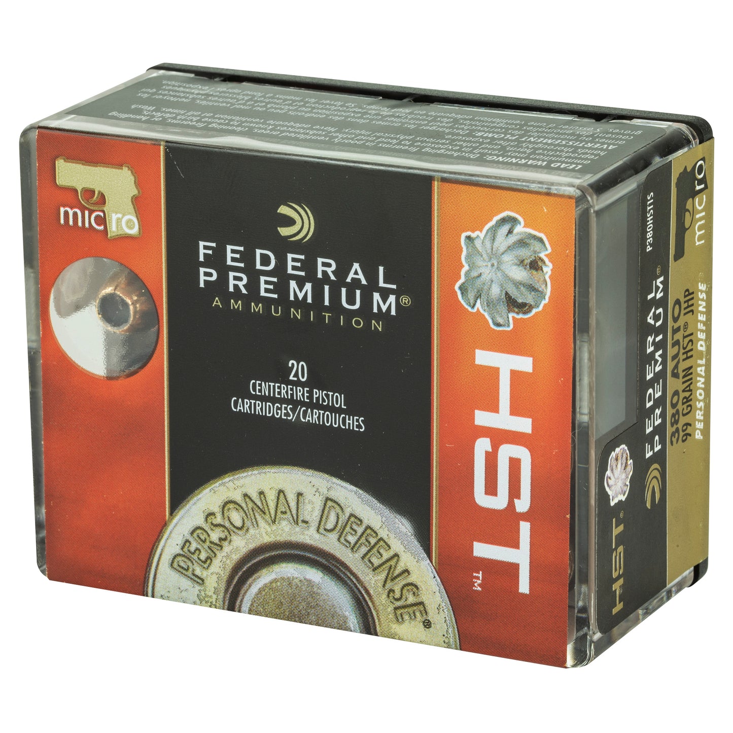 Federal, Premium Personal Defense, 380 ACP, 99 Grain, HST  (20 Round Box)