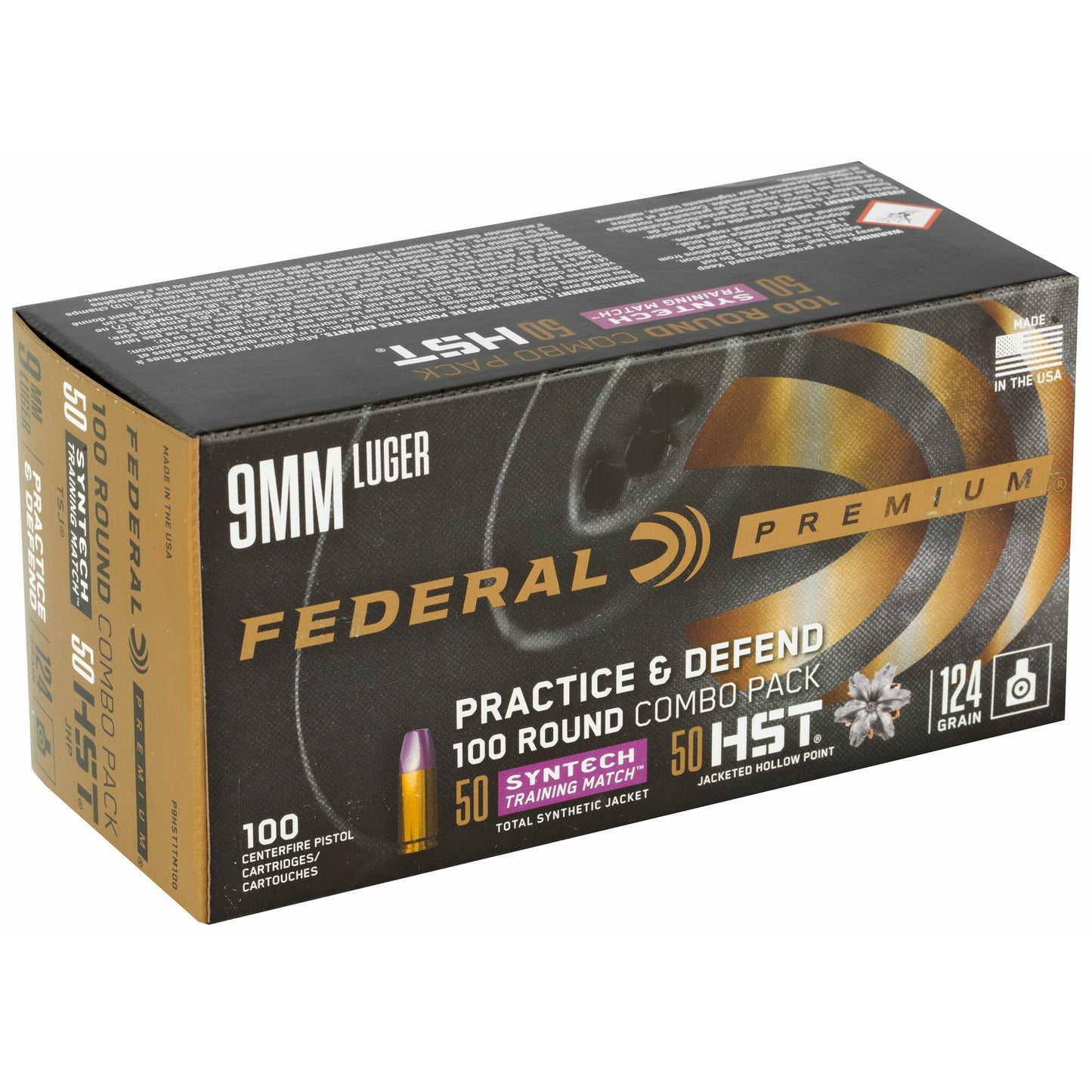 Fed Prctc & Dfnd 9mm Hst/syn 124gr (100 Round Box)