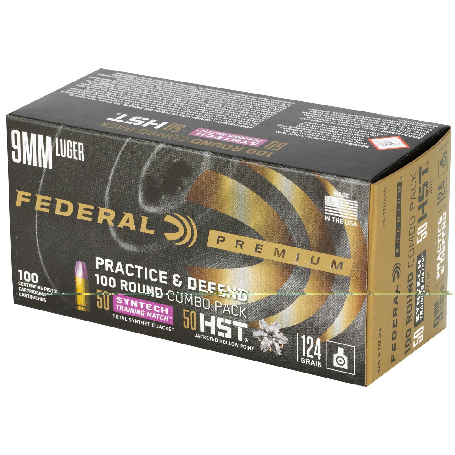 Fed Prctc & Dfnd 9mm Hst/syn 124gr (100 Round Box)