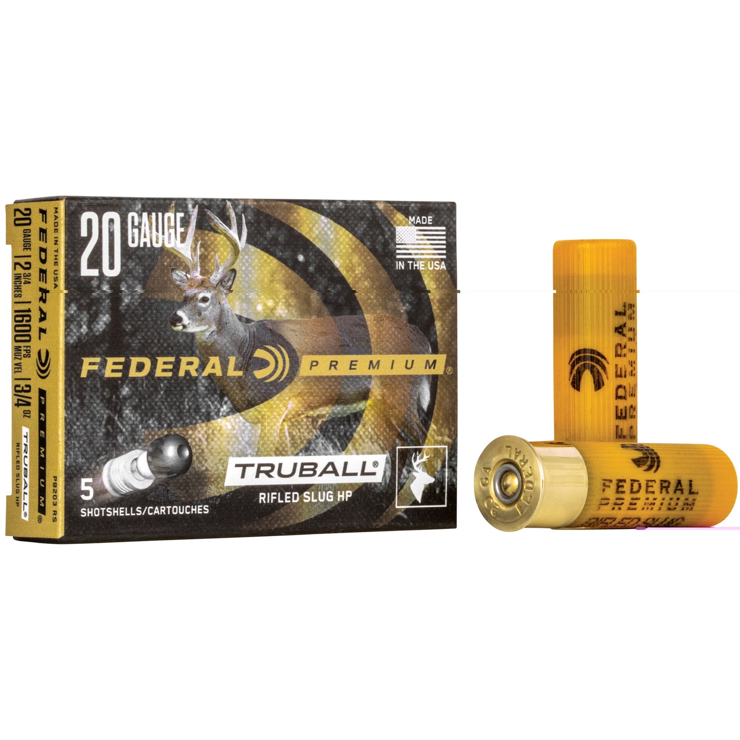 Federal, Premium, Vital Shok, 20 Gauge, 2.75", TruBall  Slug (5 Round Box)