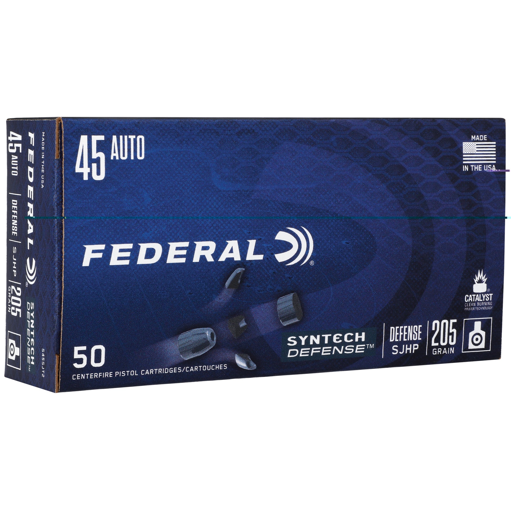 Federal, .45 Auto, Syntech Defense, 205 Grain | Semi-Jacketed Hollow Point, SJHP | 50 Rounds per Box 