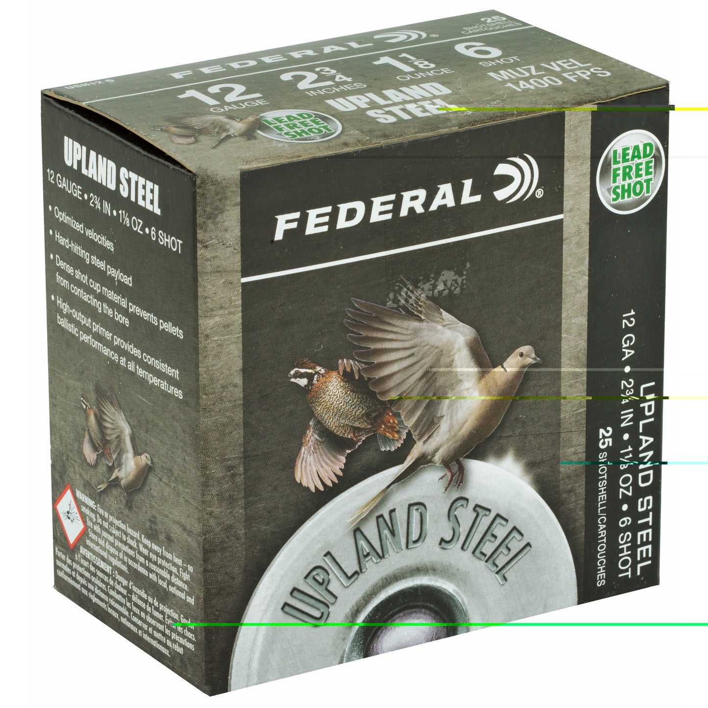 Federal, Field & Range Steel, 12 Gauge, 2.75", #6, 1 1/8 oz, Steel Shot  (25 Round Box)