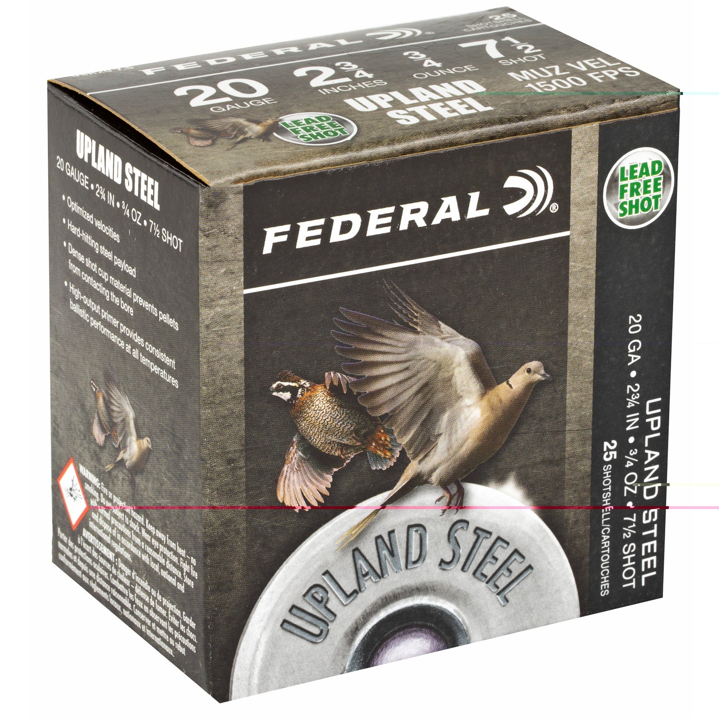 Federal, Upland Steel, 20 Gauge 2.75", #7.5, 7/8 oz., Steel Shot  (25 Round Box)