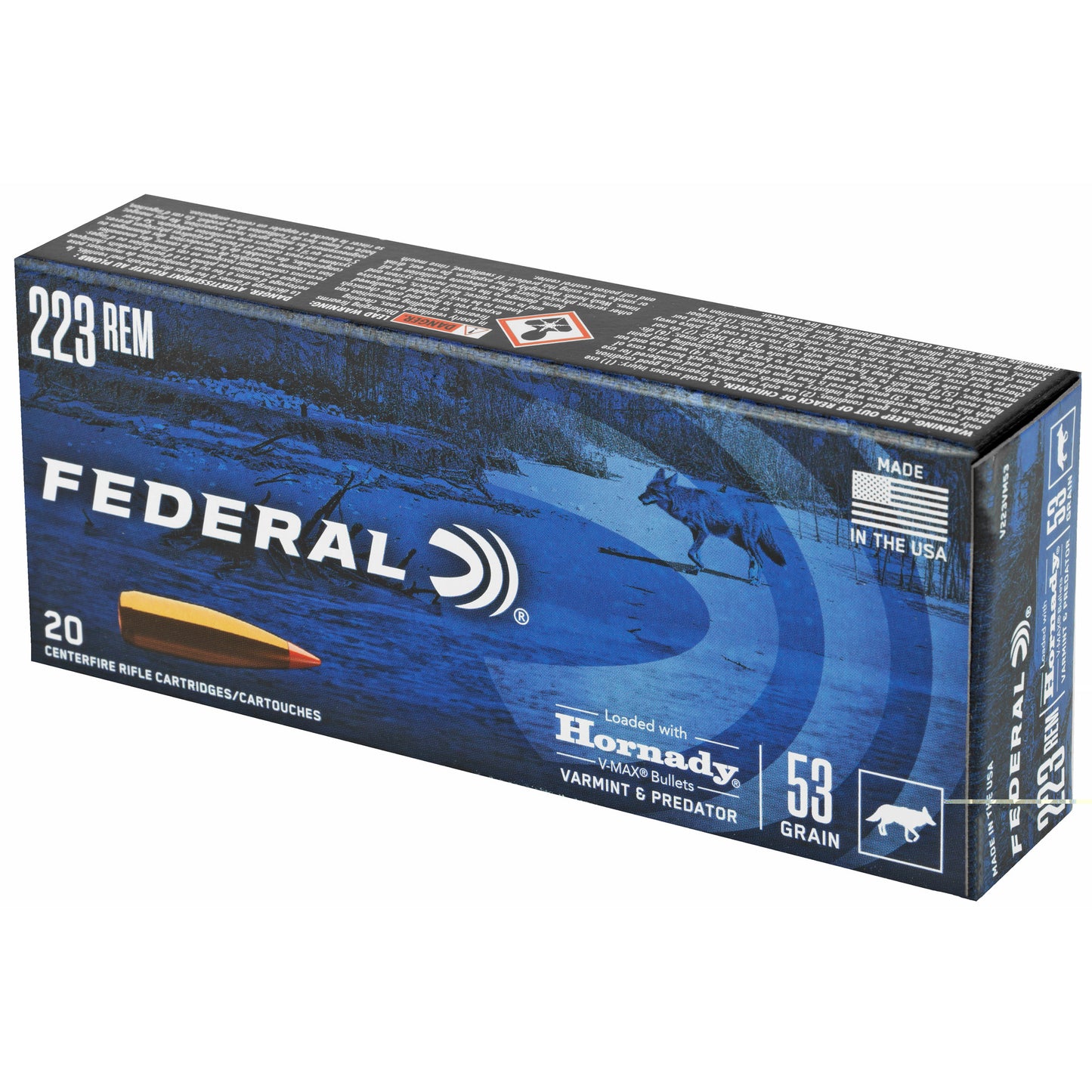 Federal, Varmint and Predator, V-Max, .223 Remington, 53 Grain  (20 Round Box)