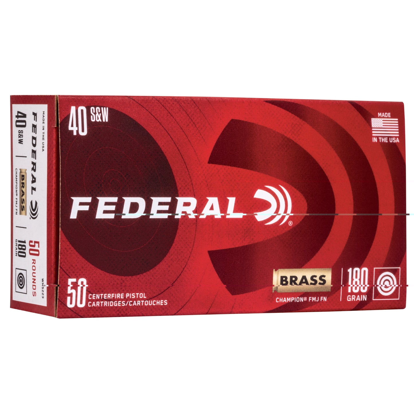 Federal, Champion, .40 S&W, 180 Grain, Brass Case | Full Metal Jacket, FMJ | 50 Rounds per Box