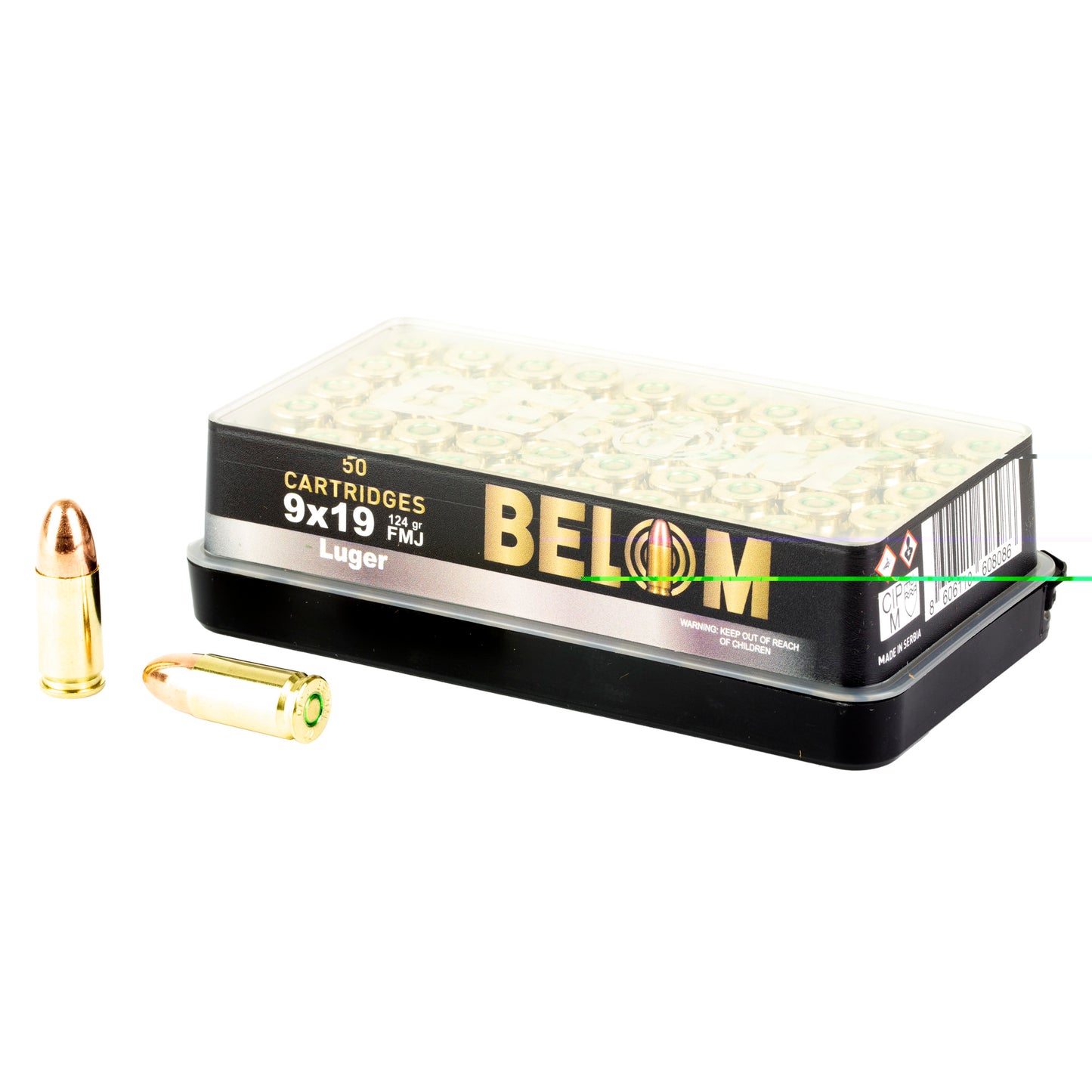 Belom 9mm Luger 124 Grain | Full Metal Jacket, FMJ | 50 Round Box