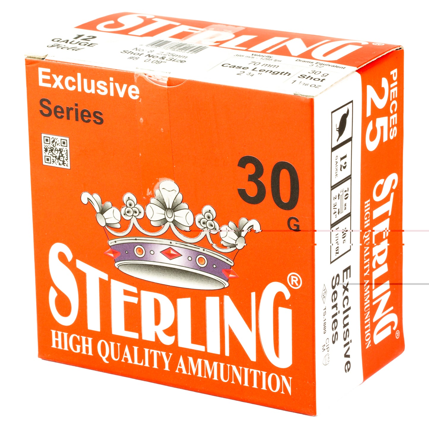 Sterling, Exclusive Series, 12 Gauge 2.75", #8, 1 1/6 oz, Shot Shell  (25 Round Box)