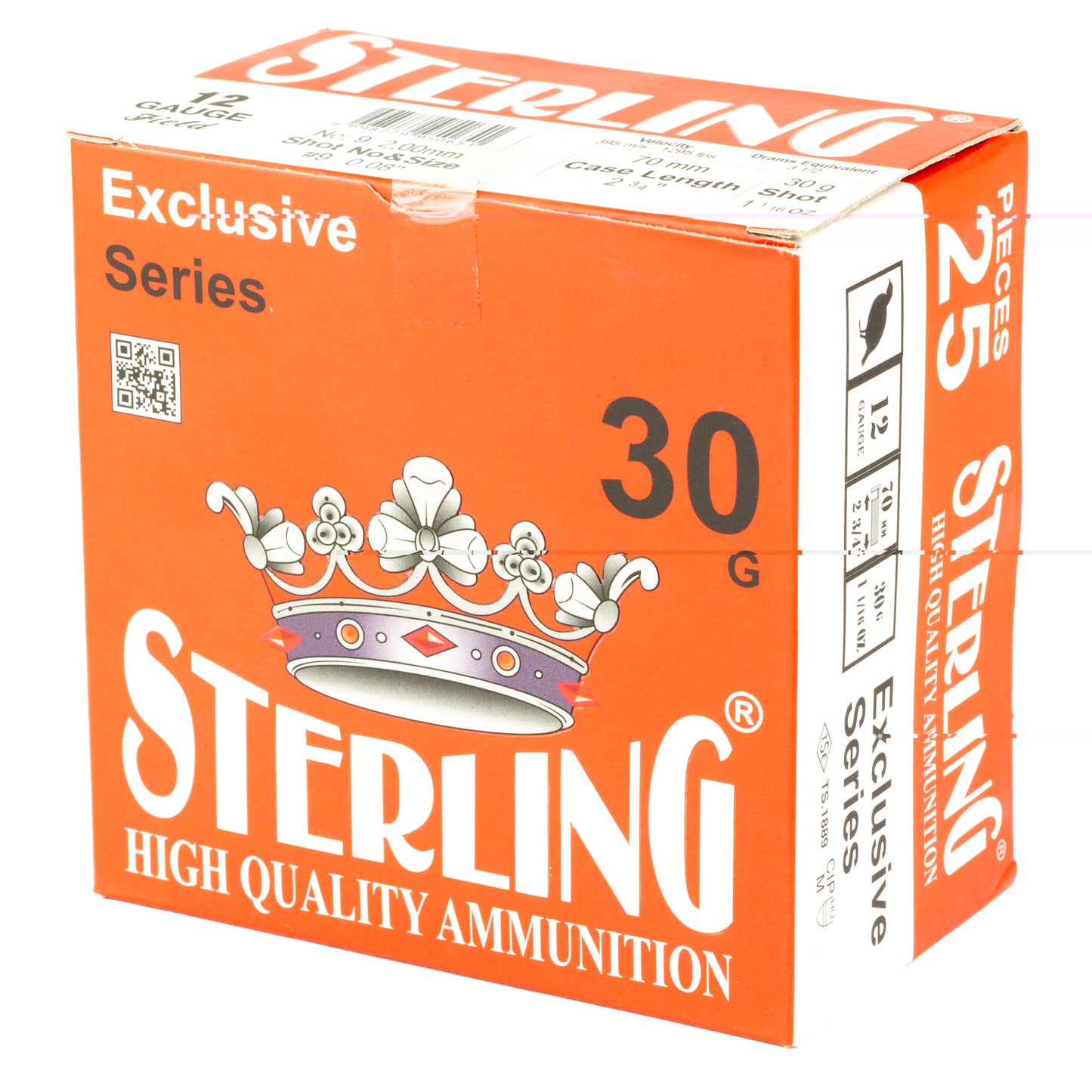 Sterling, Exclusive Series, 12 Gauge 2.75", #9, 1 1/6 oz, Shot Shell  (25 Round Box)