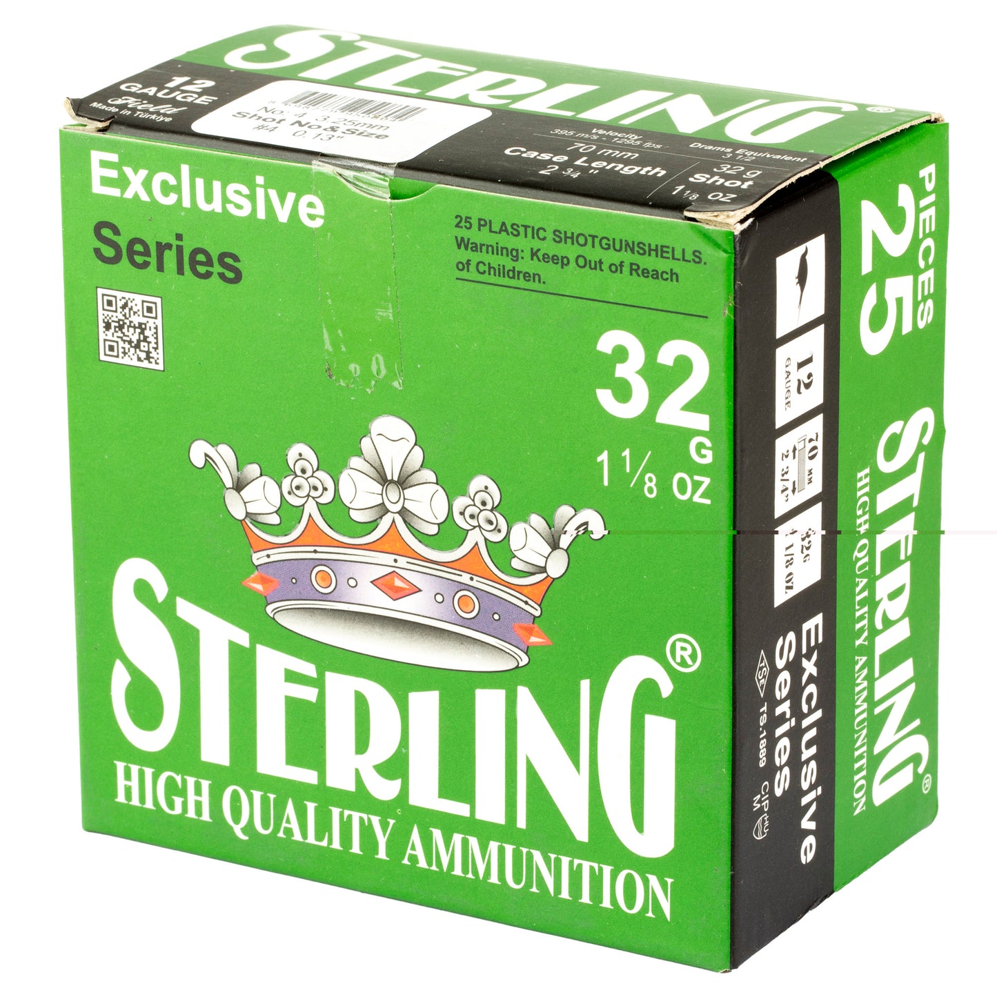 Sterling, Exclusive Series, 12 Gauge 2.75", #4, 1 1/8 oz, Shot Shell  (25 Round Box)