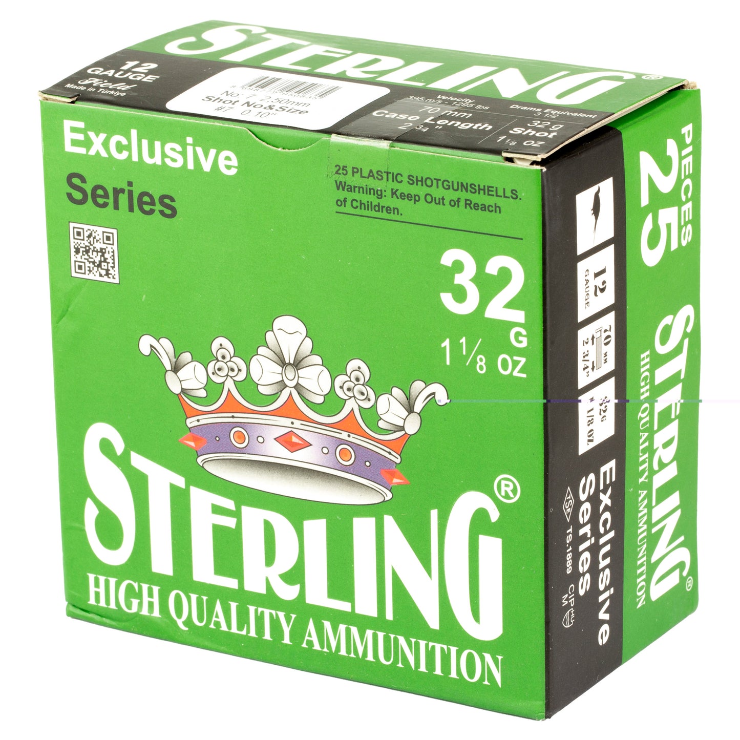 Sterling, Exclusive Series, 12 Gauge 2.75", #7, 1 1/8 oz, Shot Shell  (25 Round Box)