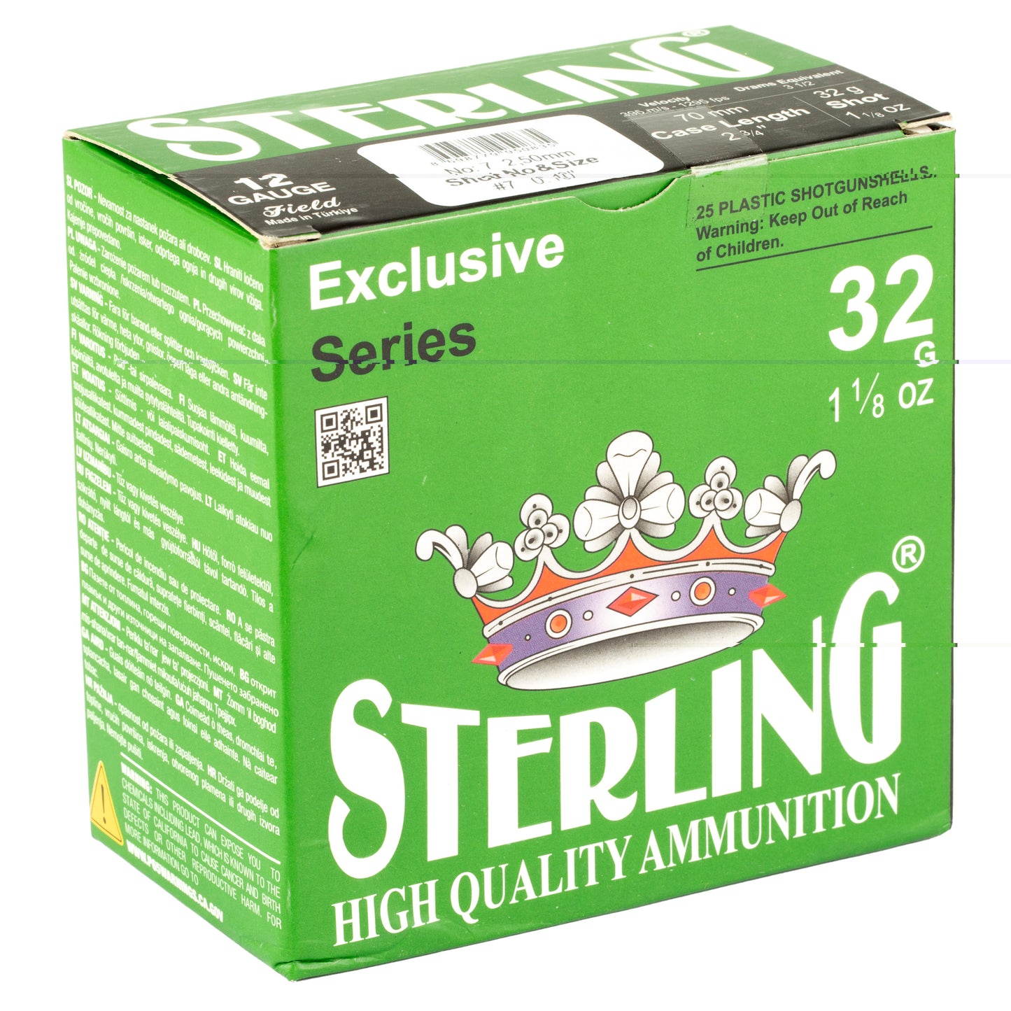 Sterling, Exclusive Series, 12 Gauge 2.75", #7, 1 1/8 oz, Shot Shell  (25 Round Box)