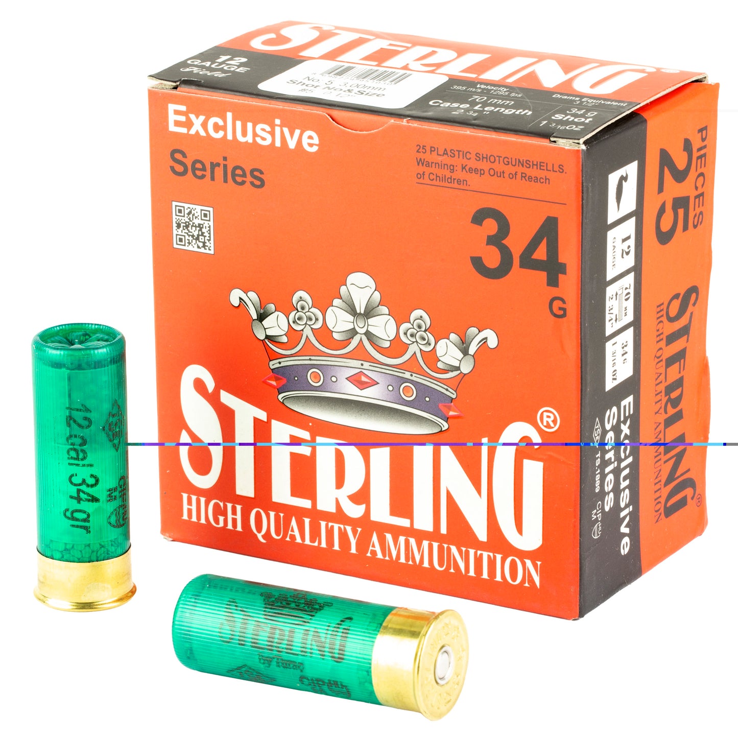 Sterling, Exclusive Series, 12 Gauge 2.75", #5, 1 3/16 oz, Shot Shell  (25 Round Box)