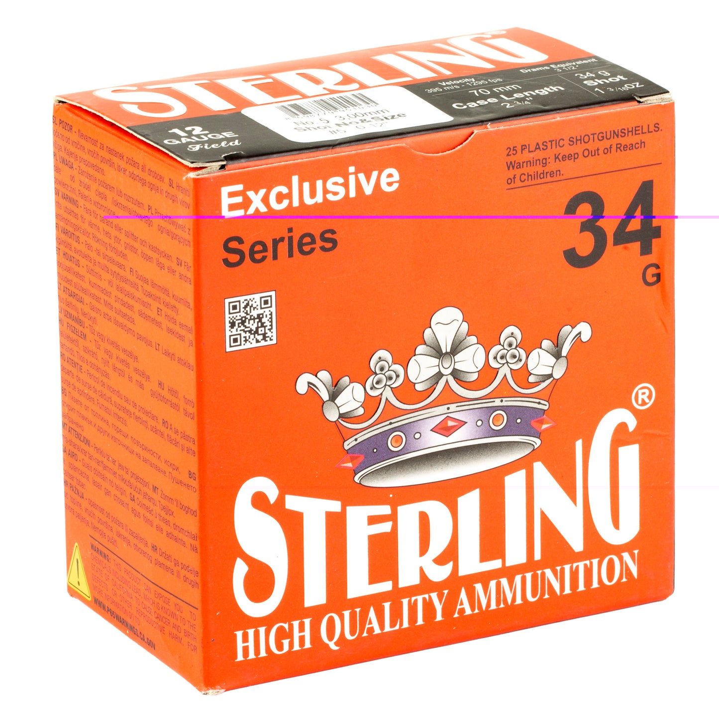 Sterling, Exclusive Series, 12 Gauge 2.75", #5, 1 3/16 oz, Shot Shell  (25 Round Box)