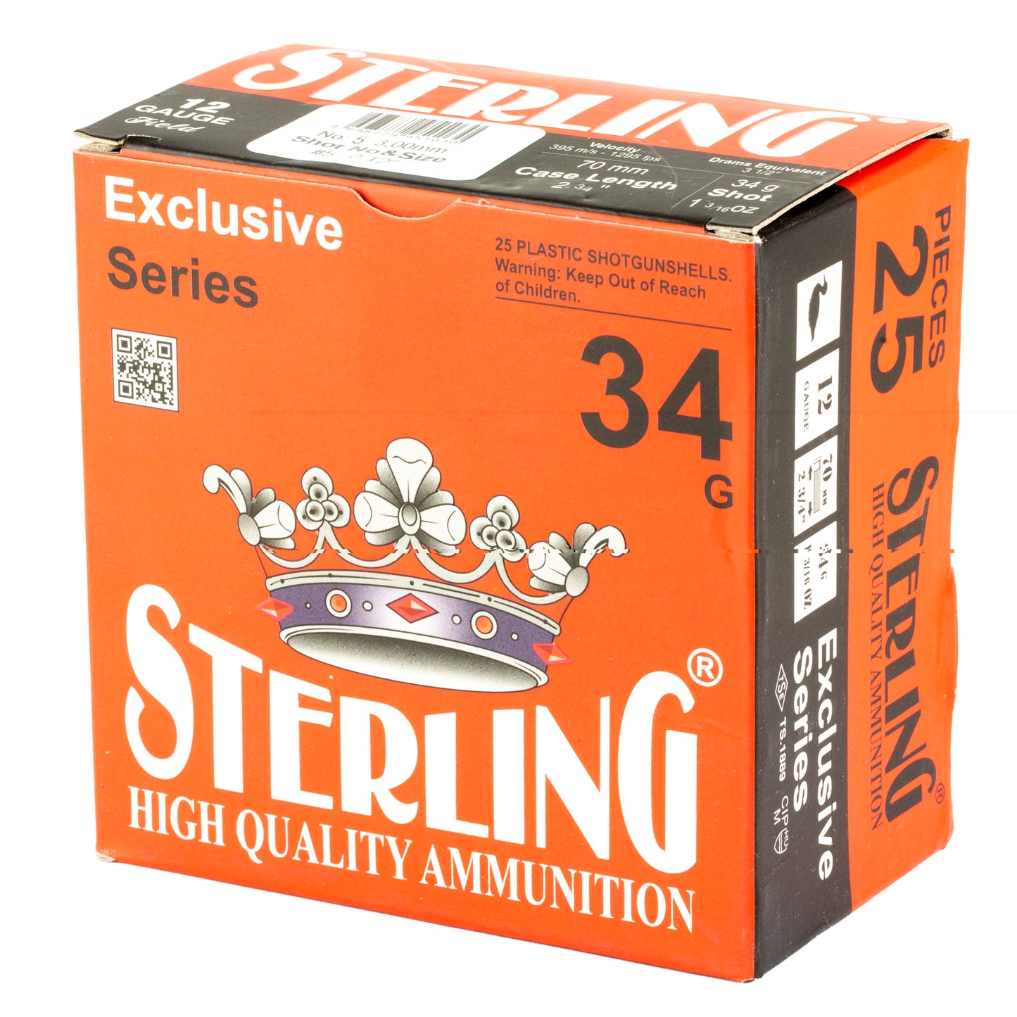 Sterling, Exclusive Series, 12 Gauge 2.75", #5, 1 3/16 oz, Shot Shell  (25 Round Box)