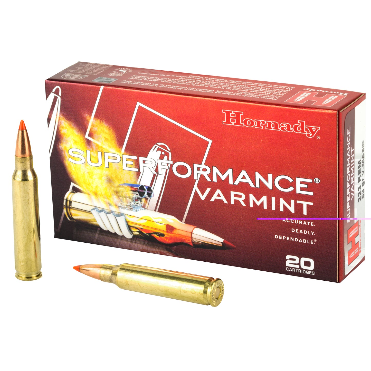 Hornady, Superformance, 223REM, 53 Grain, V-Max, 20 Round Box