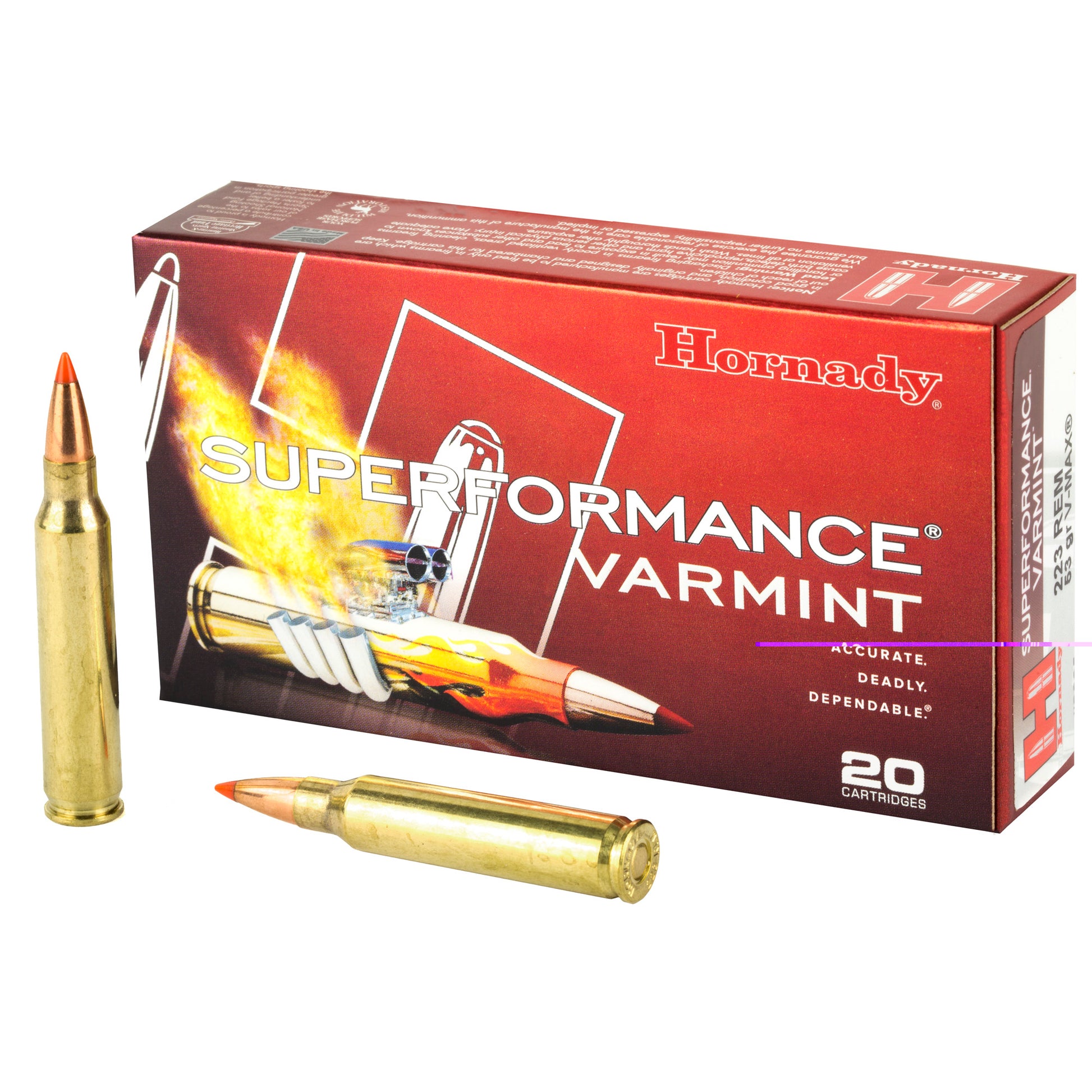 Hornady, Superformance, 223REM, 53 Grain, V-Max, 20 Round Box