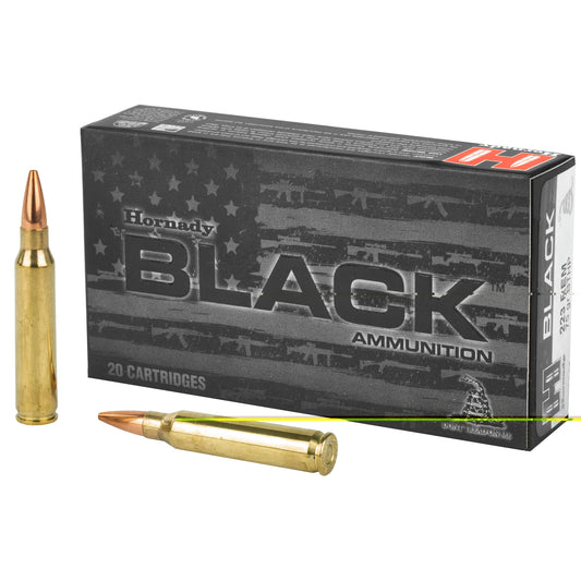 Hornady, BLACK, 223 Rem, 75 Grain, Boat Tail Hollow Point, 20 Round Box