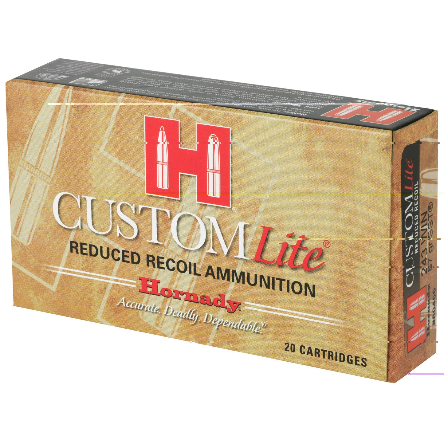 Hornady, Custom Lite, 243 Win 87 Grain, SST, Low Recoil  (20 Round Box)