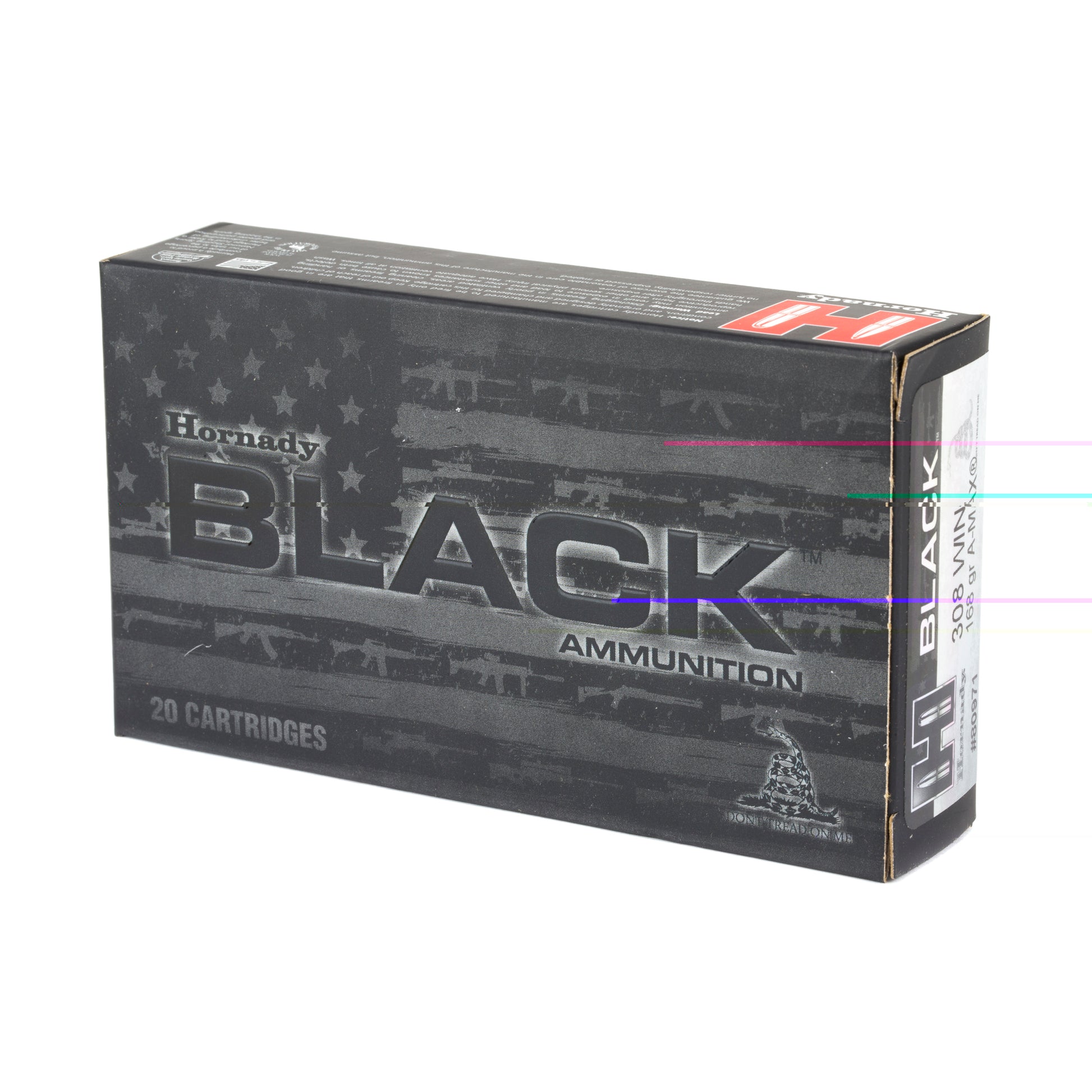 Hornady, BLACK, 308 Winchester, 168 Grain, A-MAX, 20 Round Box