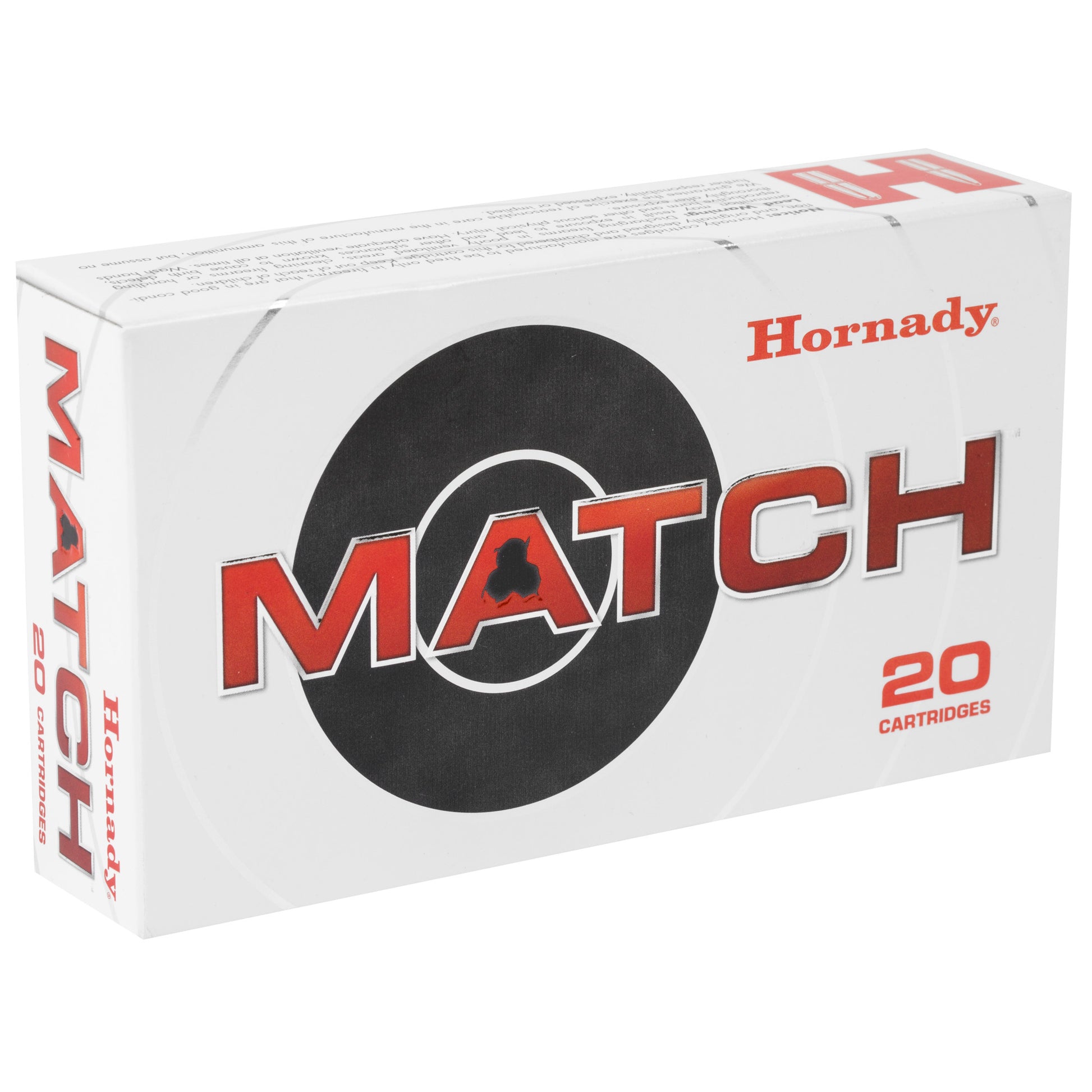 Hornady, Match Ammunition, 308 Win, 168 Grain, Boat Tail Hollow Point, 20 Round Box