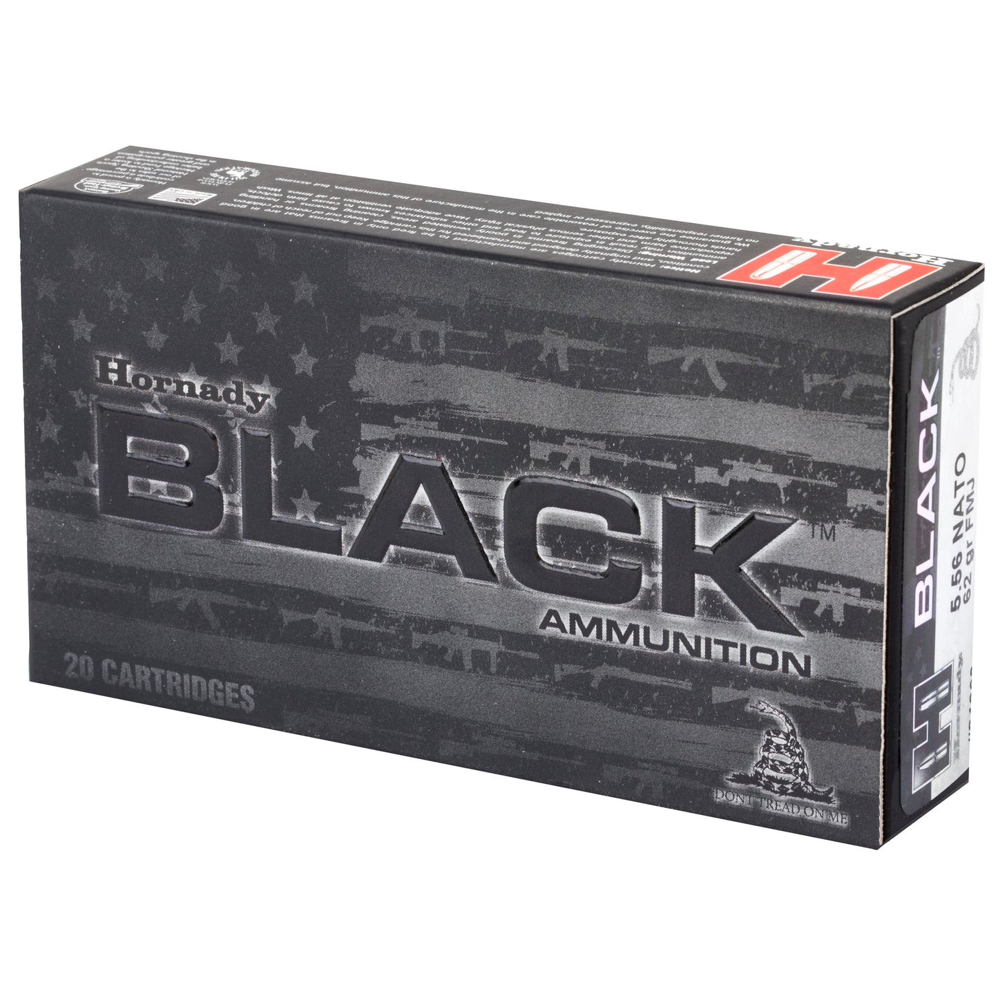 Hornady, BLACK, 5.56NATO, 62 Grain | FMJ |  (20 Round Box)