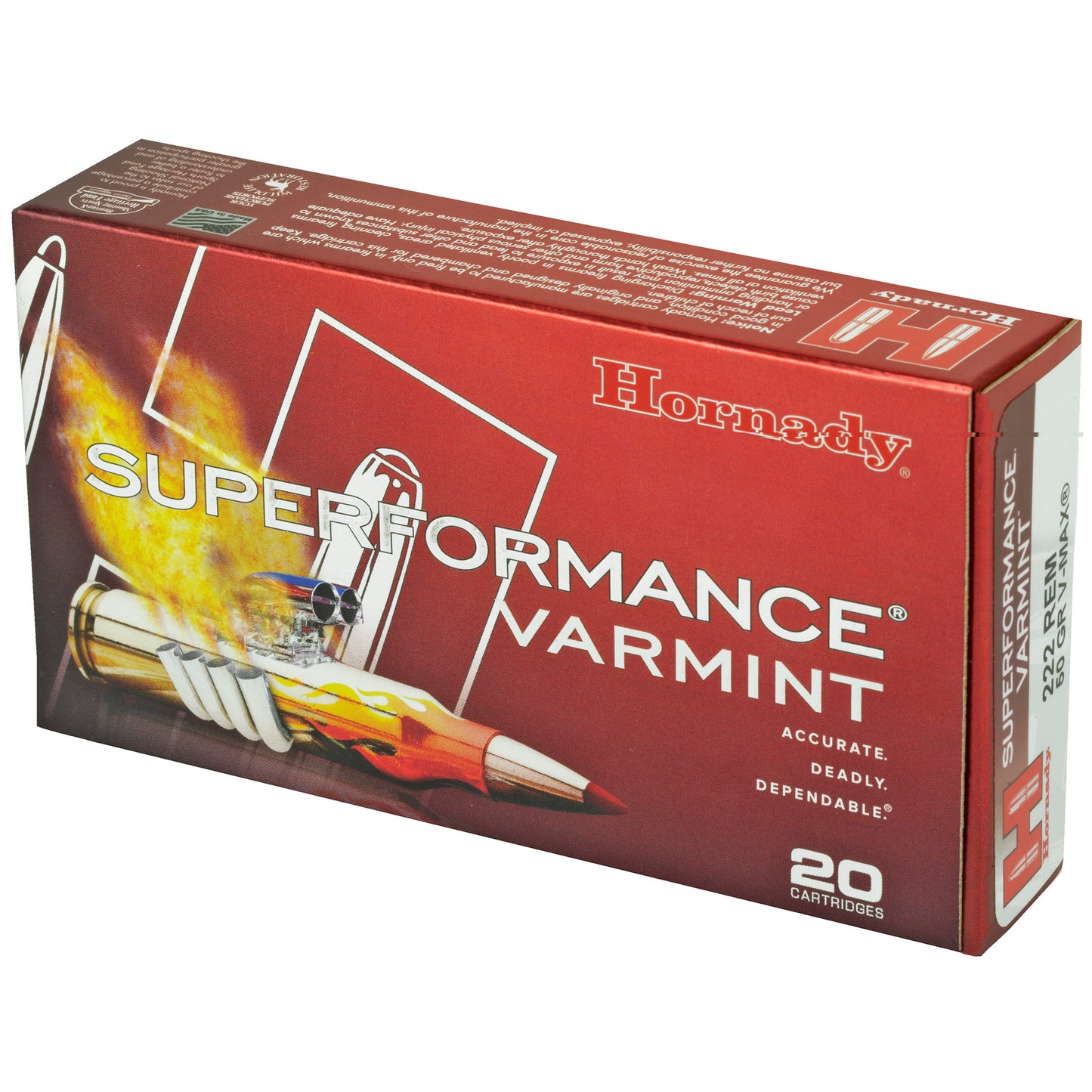 Hornady, Superformance Varmint, 222 Remington, 50 Grain, V-Max, (20 Round Box)