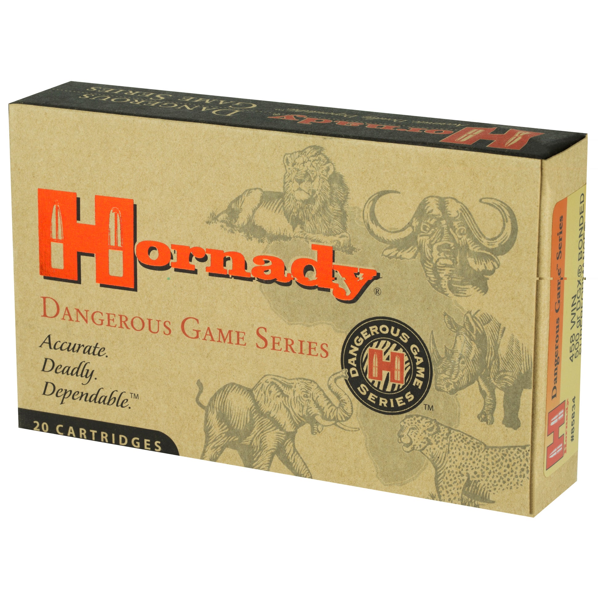 Hornady, Dangerous Game, 458 Win, 500Gr, DGX Bonded, 20 Rounds Per Box