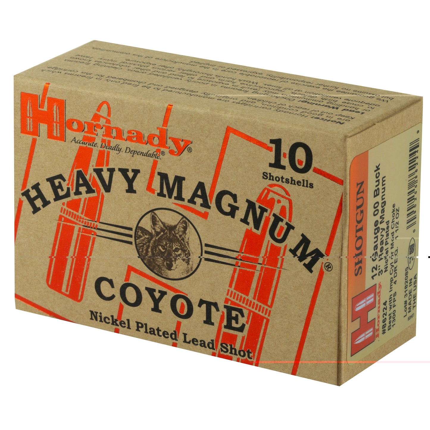 Hornady, Heavy Magnum, Coyote, 12 Gauge, 3" Chamber, 00 Buck  (10 Round Box)