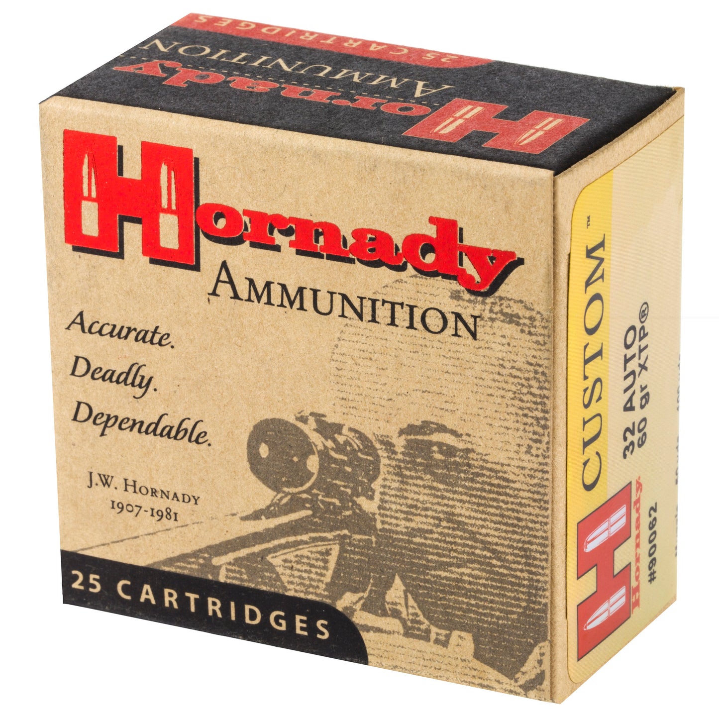 Hornady, Custom, 32, Automatic Colt Pistol, ACP, 60 Grain | Extreme Terminal Performance, XTP | 25 Rounds per Box