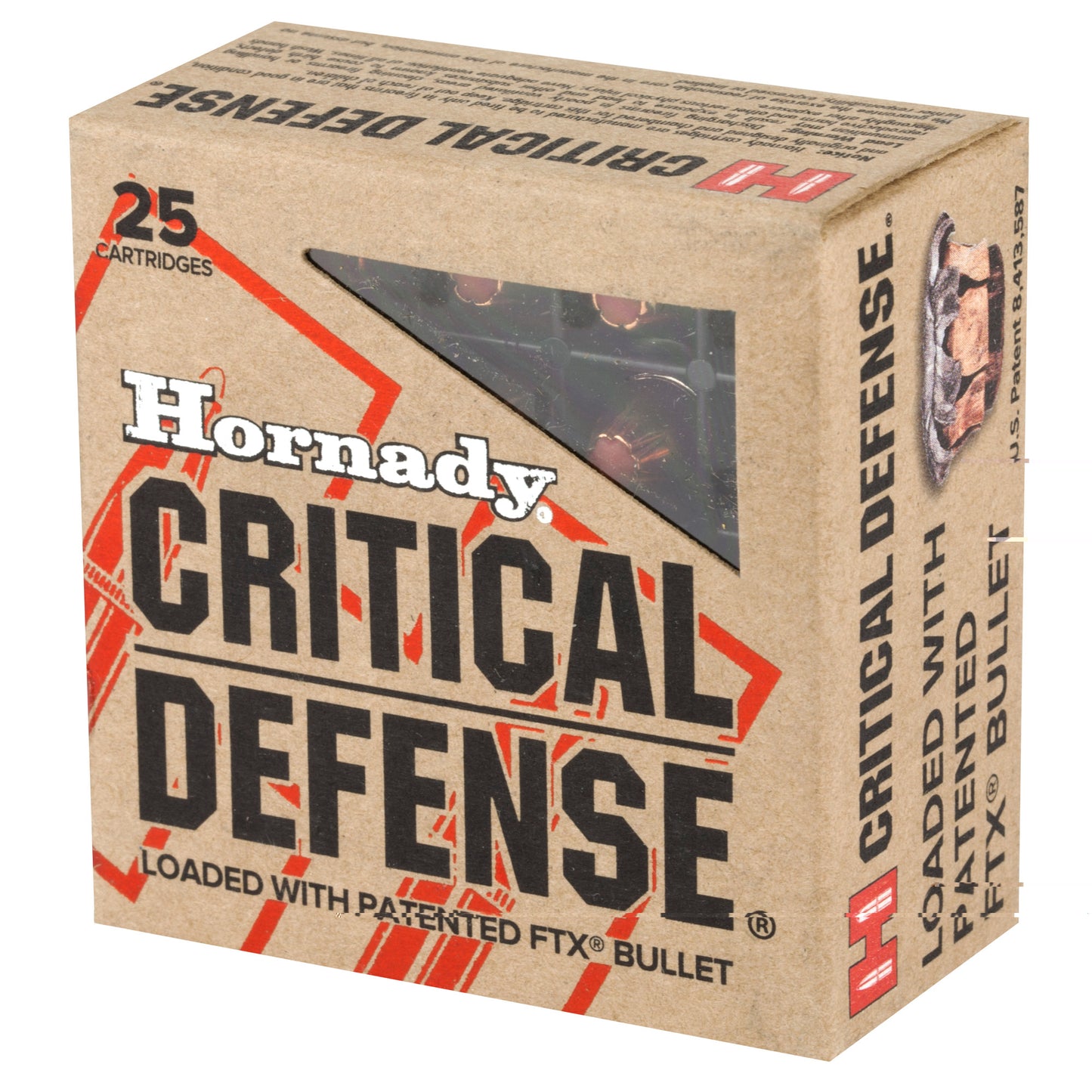 Hornady, Critical Defense, CD, .380 Auto, Automatic Colt Pistol, ACP, 90 Grain | Flextip, FTX | 25 Rounds per Box