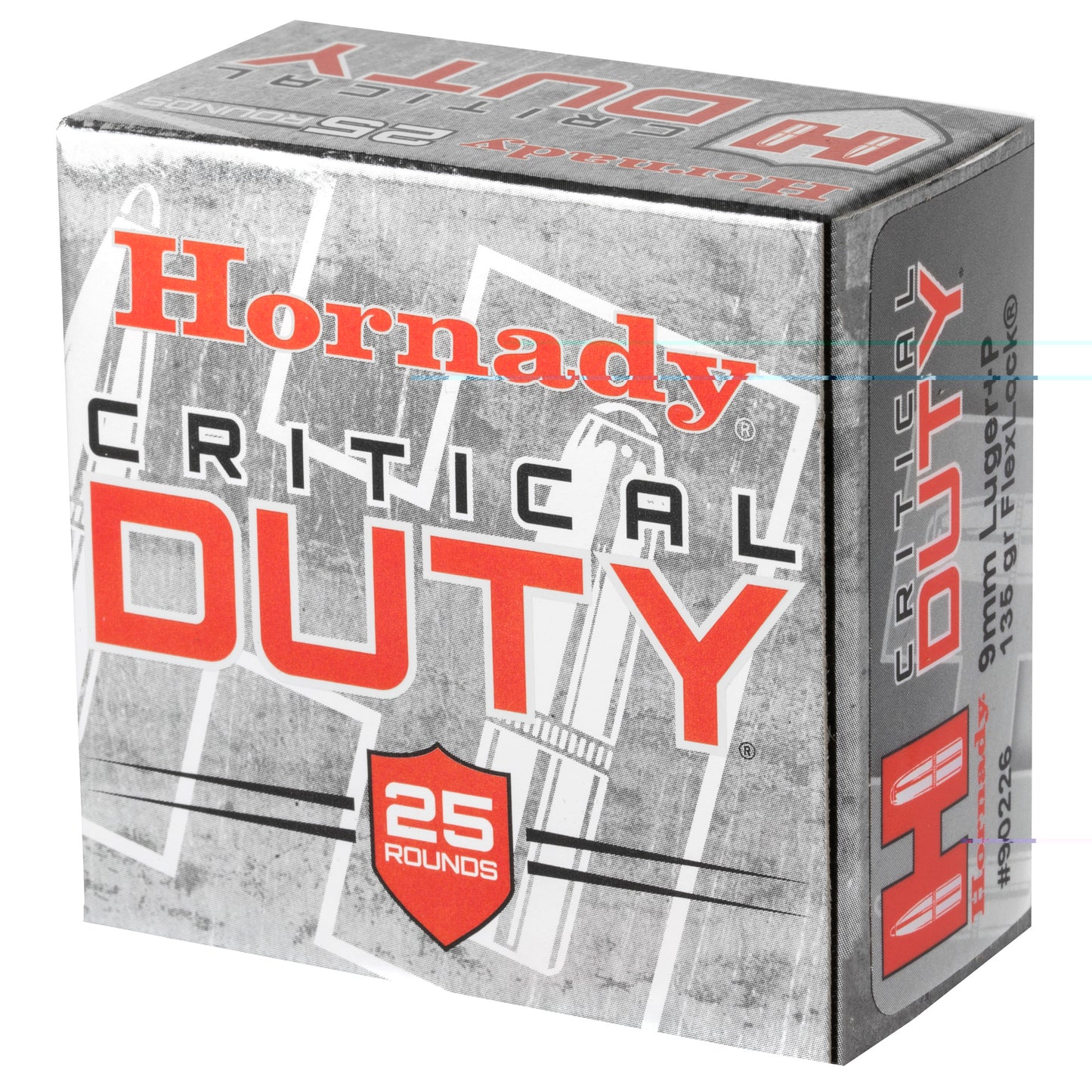 Hornady, Critical Duty, 9mm Luger, Overpressure Ammunition,+P, 135 Grain | FlexLock | 25 Round Box 