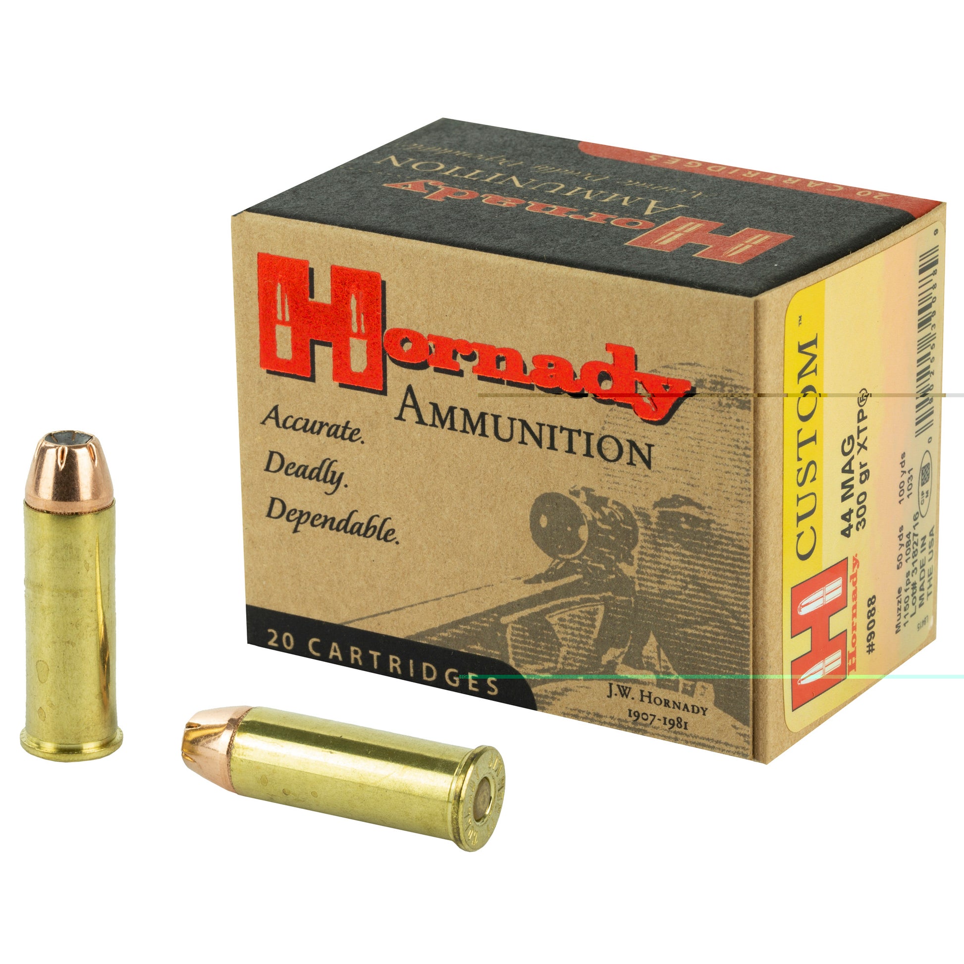 Hornady Ammunition, Custom, 44 Magnum, 300 Grain | Extreme Terminal Performance, XTP | 20 Rounds per Box