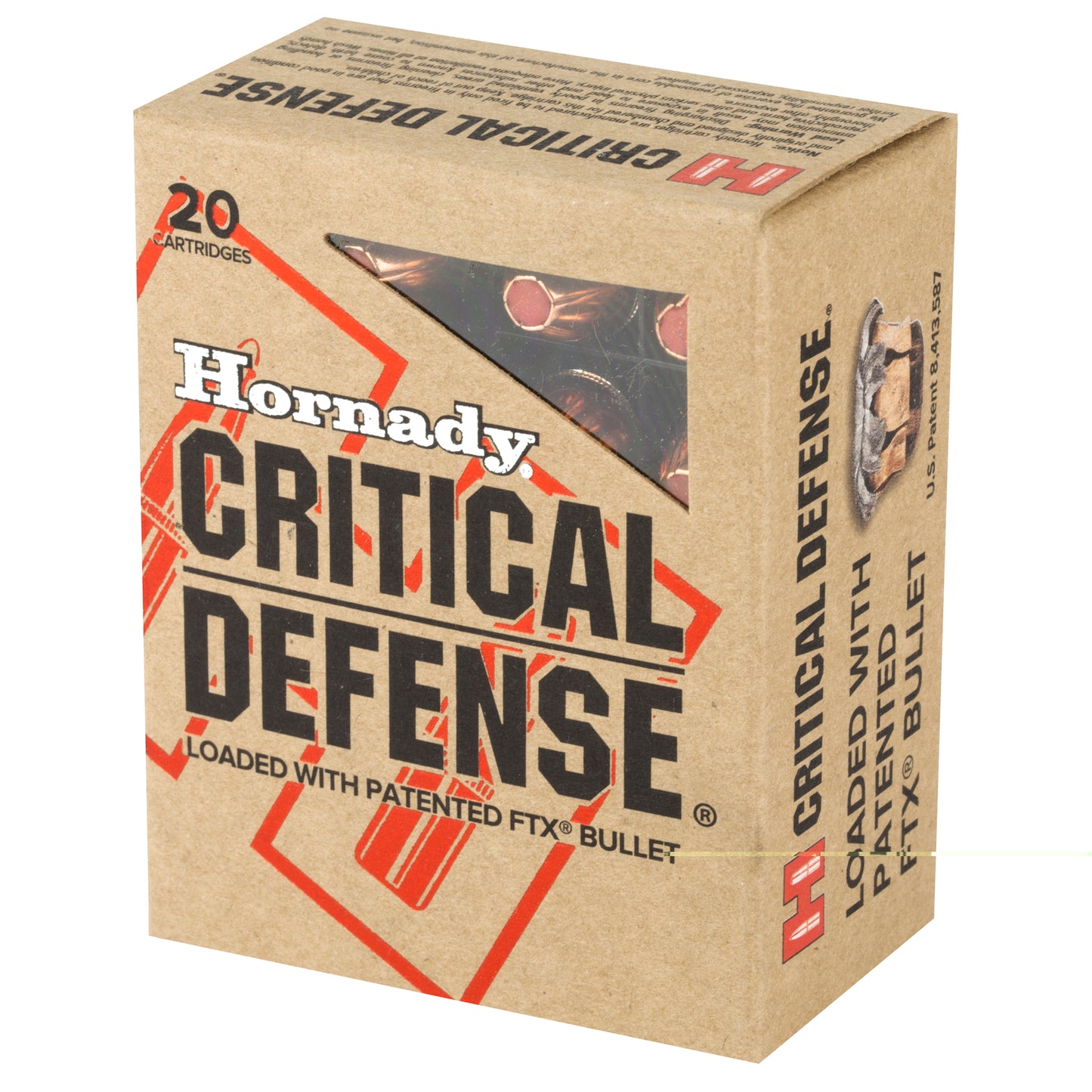 Hornady, Critical Defense, .45 Auto, Automatic Colt Pistol, ACP, 185 Grain | Flextip, FTX | 20 Rounds per Box