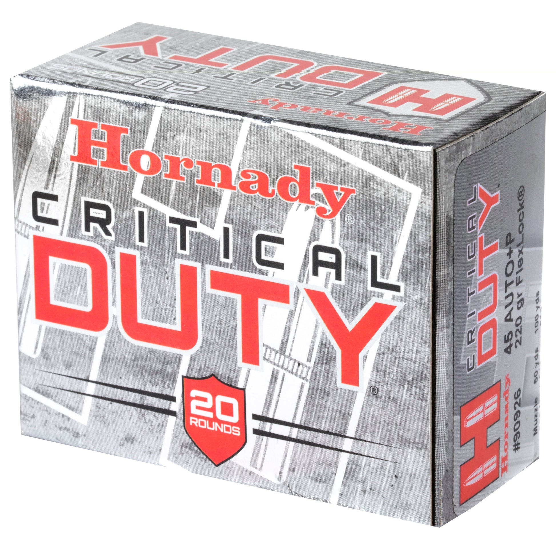 Hornady, Critical Duty, .45 Auto, Overpressure Ammunition, +P, 220 Grain, 20 Rounds per Box