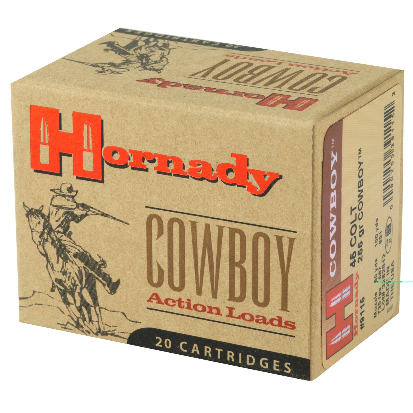 Hornady, Cowboy Action Loads, .45 Colt, 255 Grain | Lead Flat Nose, L-Flat | 20 Rounds per Box 