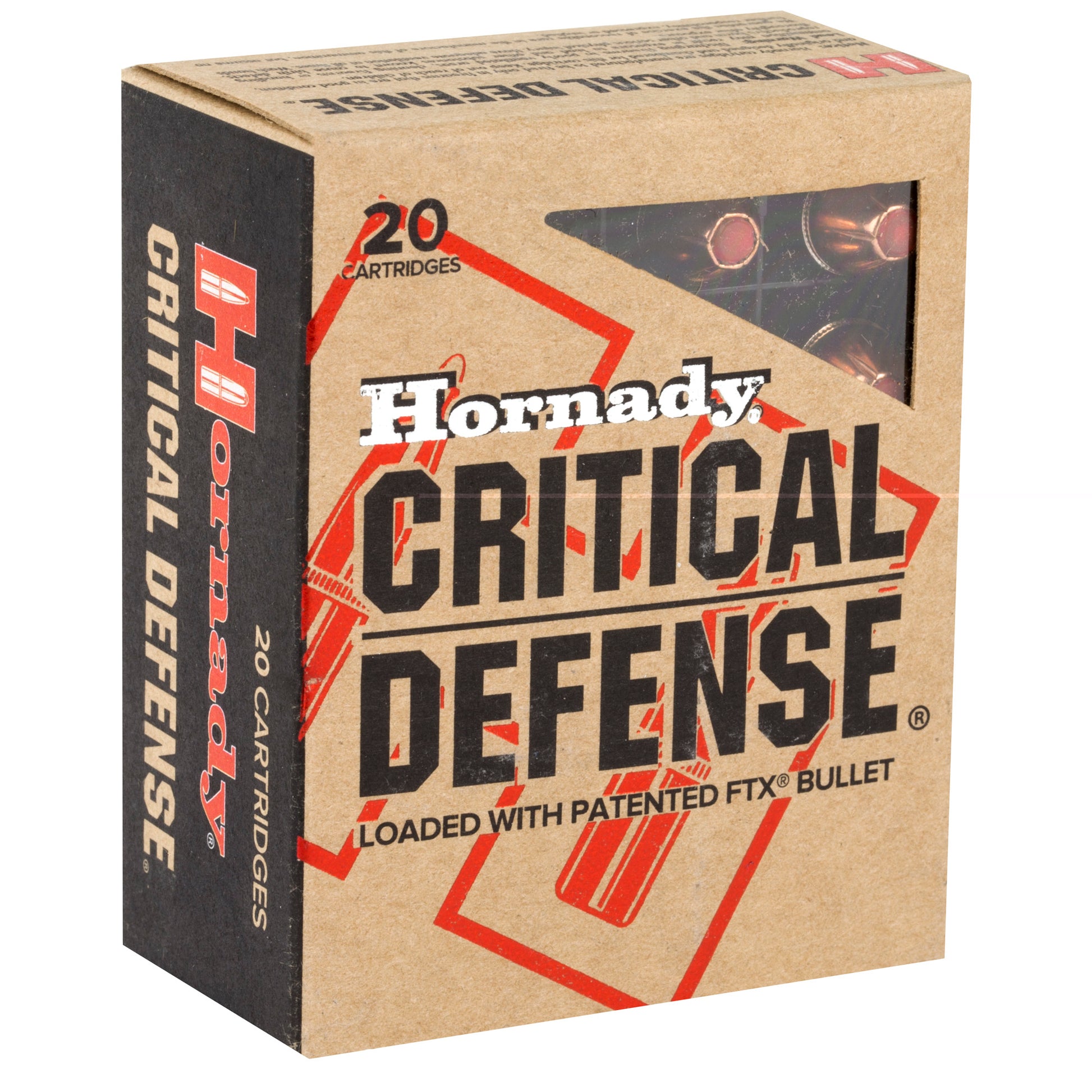 Hornady, Critical Defense, .40 S&W, 165 Grain | Flextip, FTX | 20 Rounds per Box 