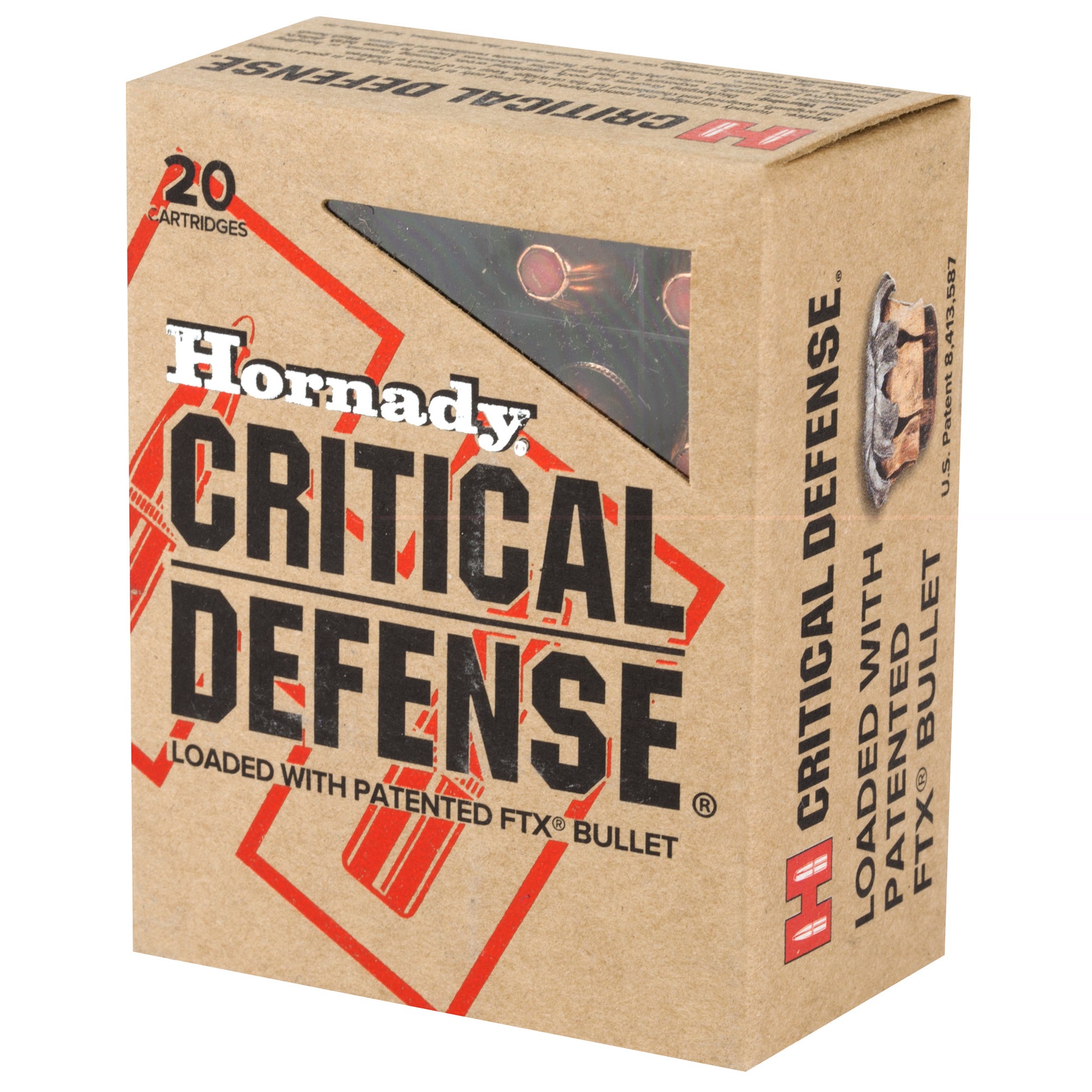 Hornady, Critical Defense, .40 S&W, 165 Grain | Flextip, FTX | 20 Rounds per Box 