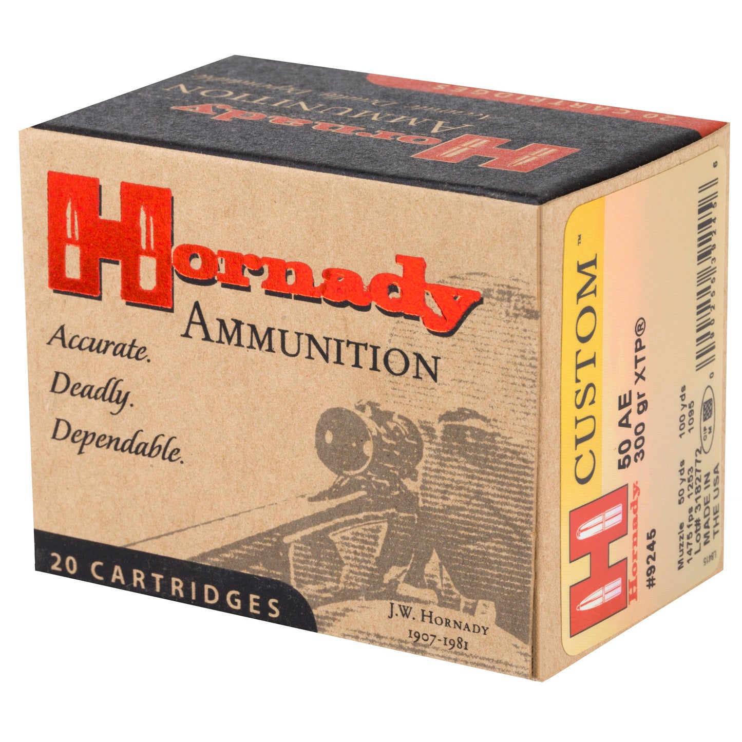 Hornady Ammunition, .50, Action Express, AE, 300 Grain, Flextip, XTP, 20 Rounds per Box