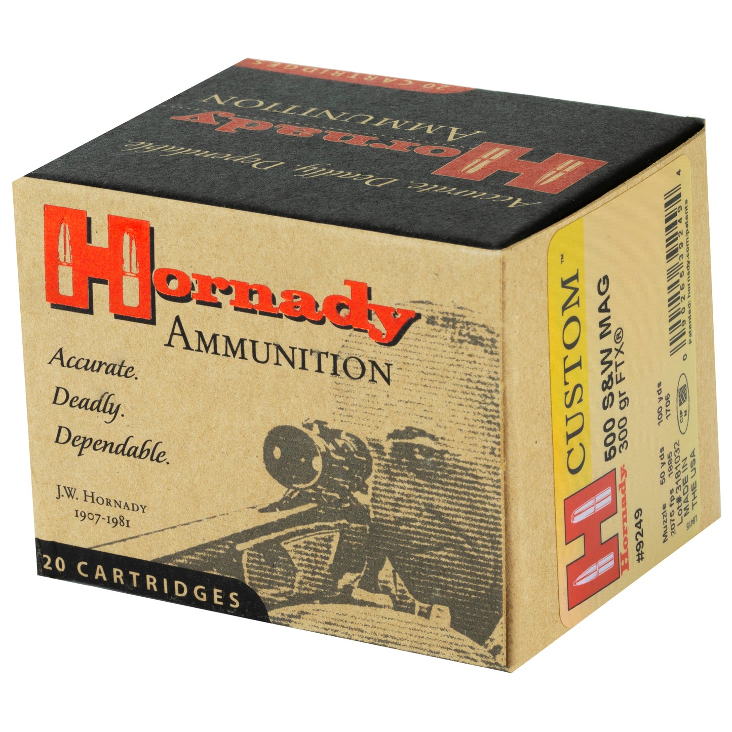 Hornady Ammunition, .500 S&W, Magnum, Mag, 300 Grain, Flextip, FTX, 20 Rounds per Box