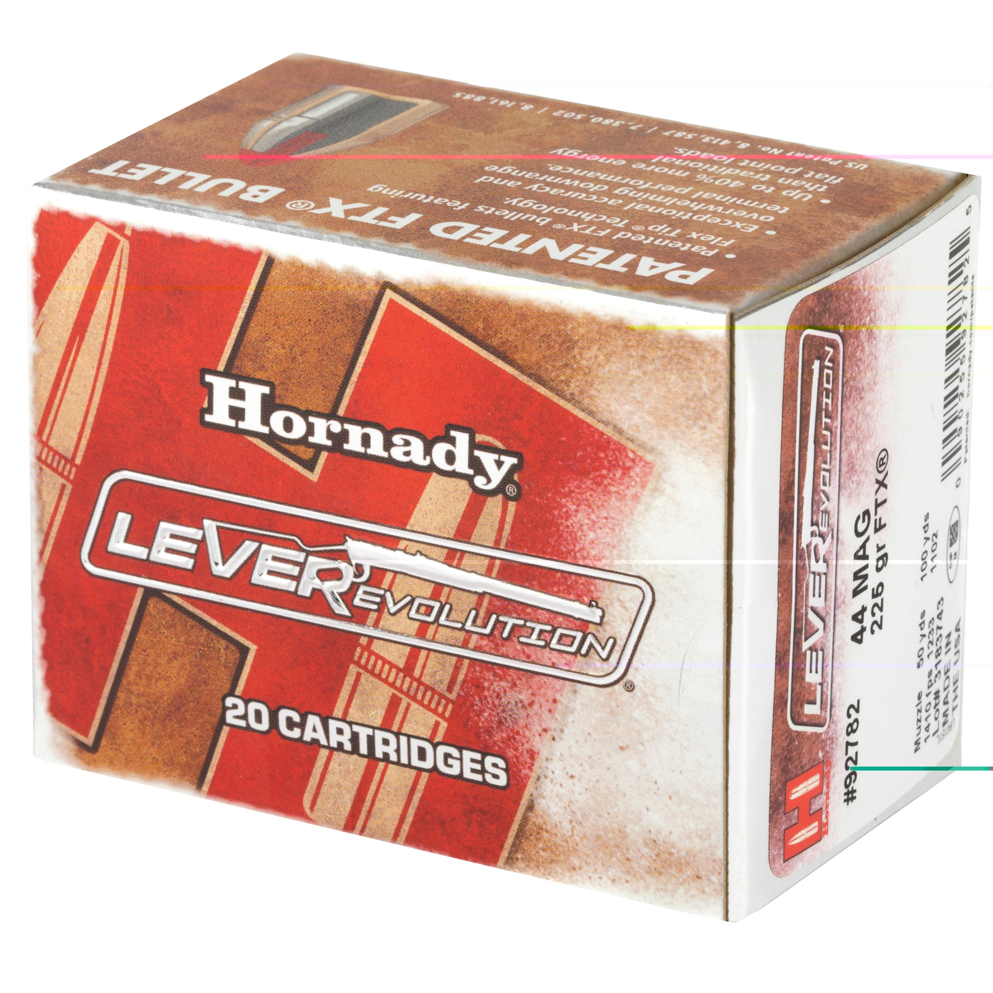 Hornady, LEVERevolution, 44 Magnum, 225 Grain | Flextip, FTX | 20 Rounds per Box