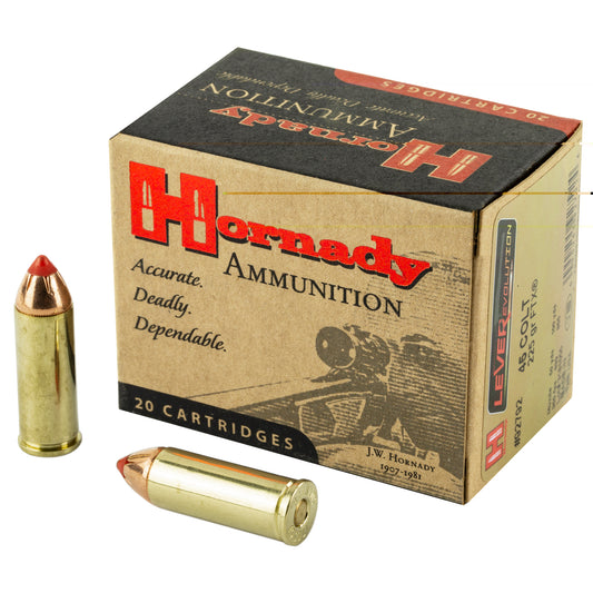 Hornady Ammunition, LEVERevolution, .45 Colt, 225 Grain | Flextip, FTX | 20 Rounds per Box 