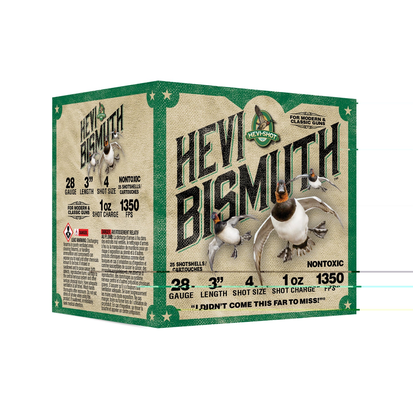 HEVI-Shot, HEVI-Bismuth, 28 Gauge 3", Max Dram, 1 oz, #4 Shot Size  (25 Round Box)