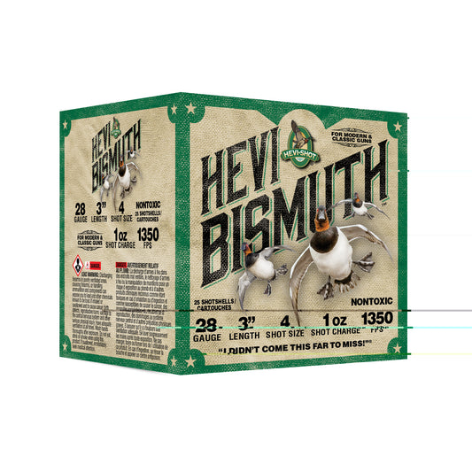 HEVI-Shot, HEVI-Bismuth, 28 Gauge 3", Max Dram, 1 oz, #4 Shot Size  (25 Round Box)