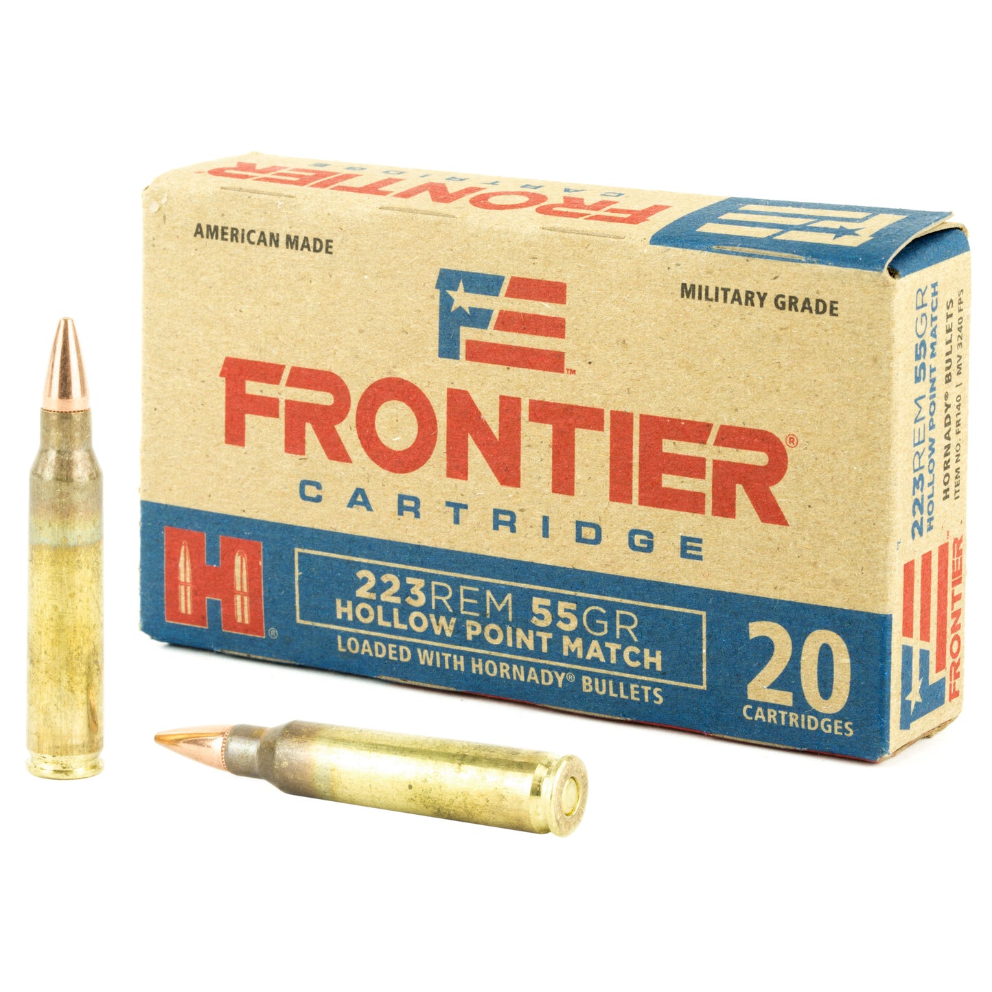 Frontier Cartridge, Lake City, .223 Rem, 55 Grain, Hollow Point Match  (20 Round Box)