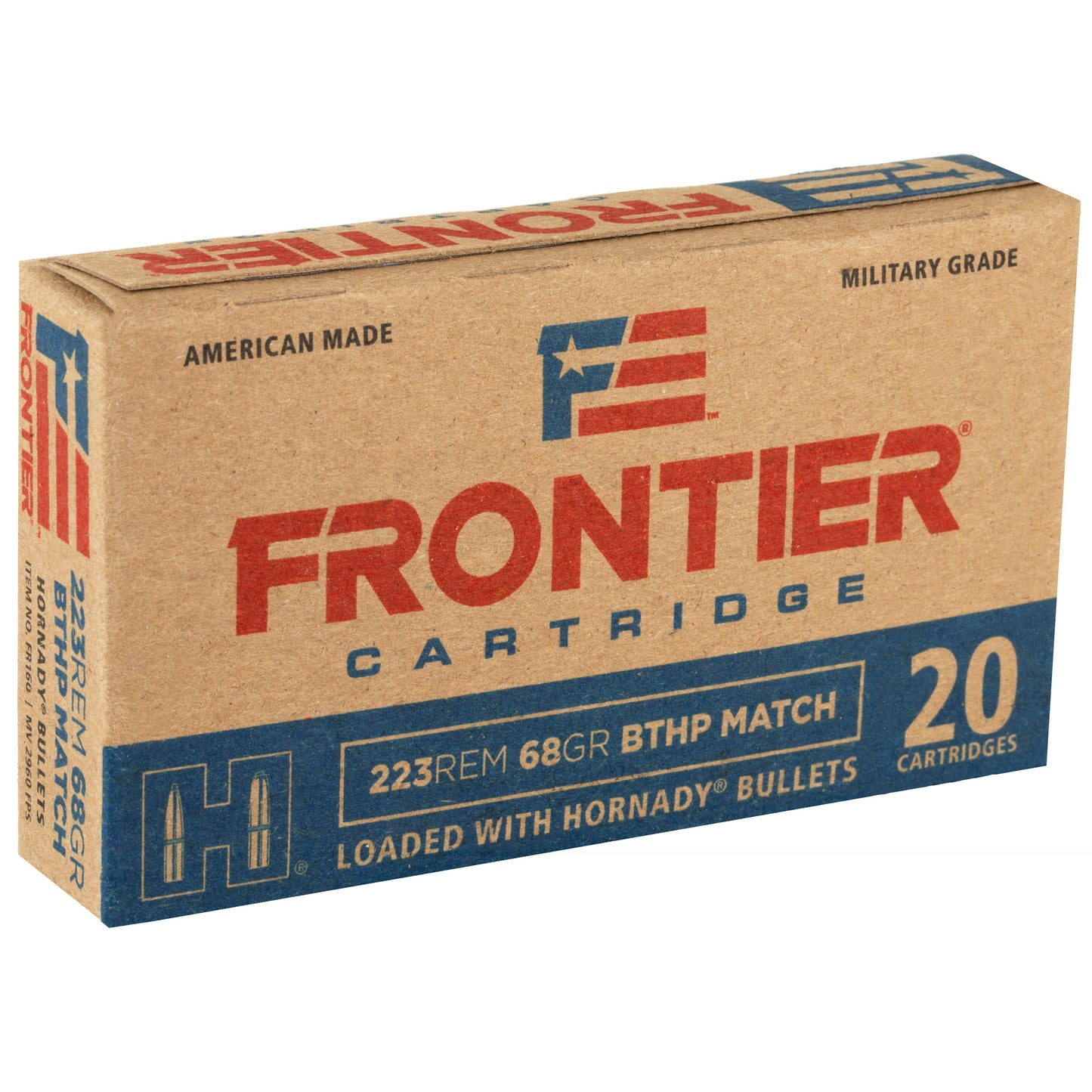 Frontier Cartridge, Lake City, .223 Rem, 68 Grain | BTHP |  (20 Round Box)